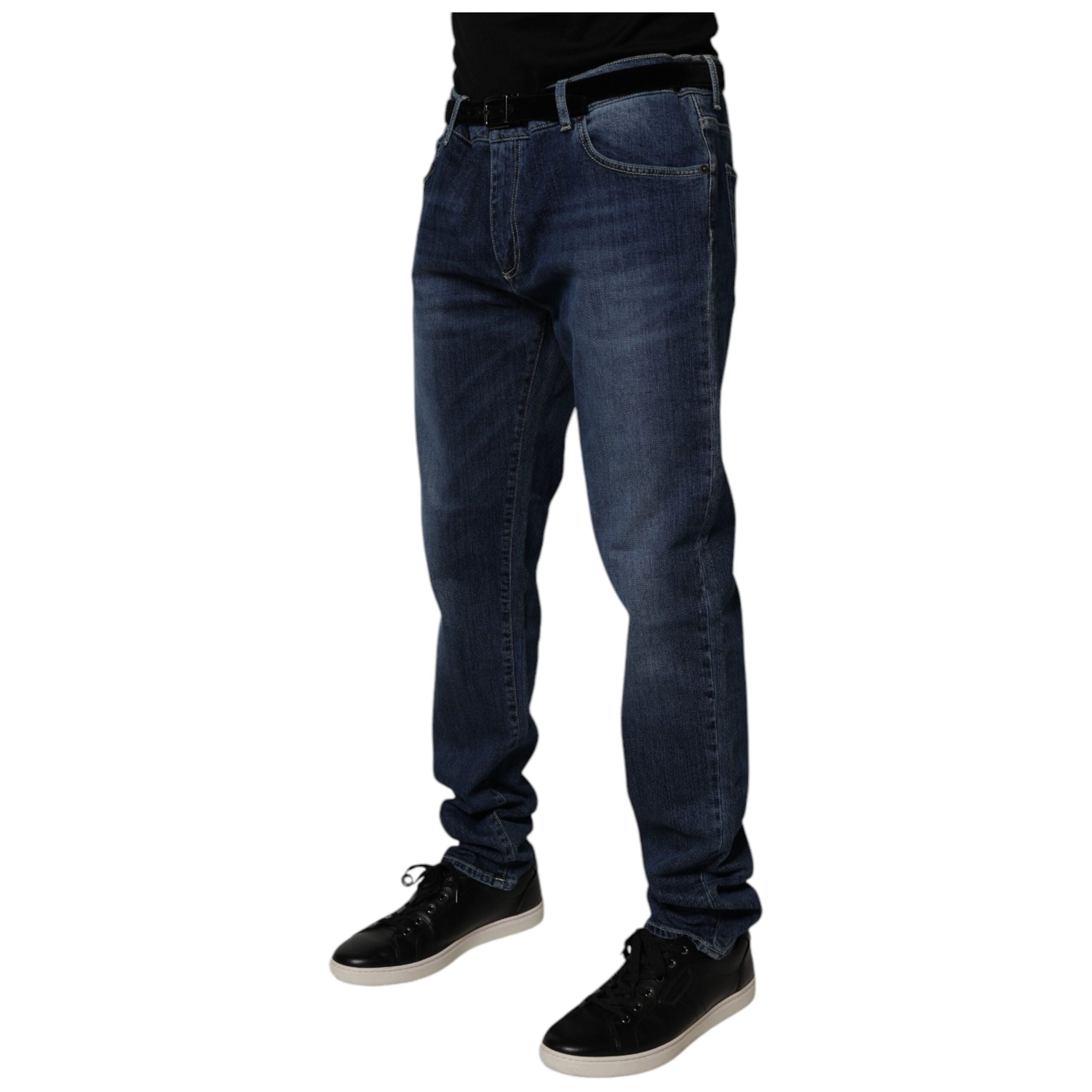 Dolce & Gabbana Blue Washed Cotton Stretch Skinny Jeans