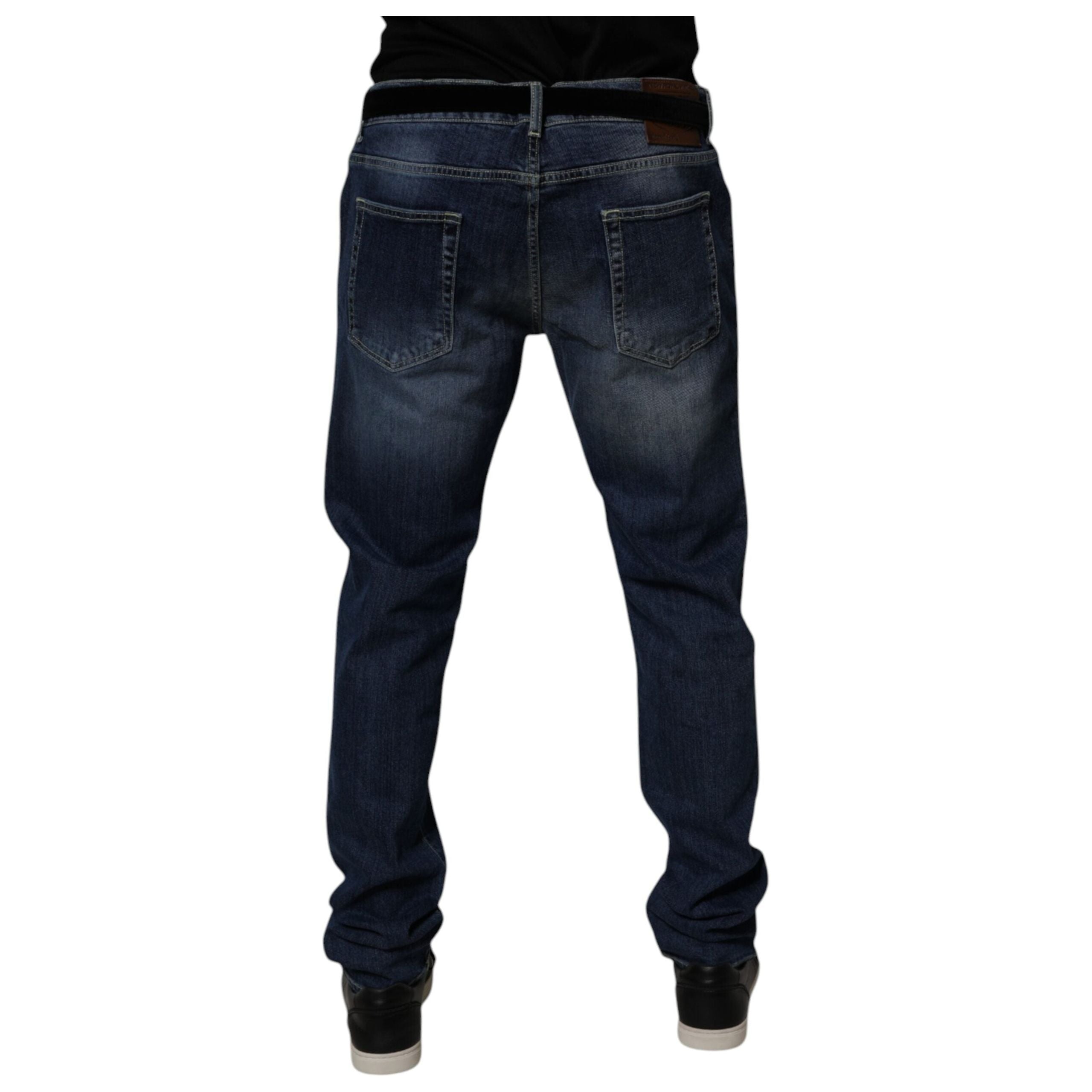 Dolce & Gabbana Blue Washed Cotton Stretch Skinny Jeans