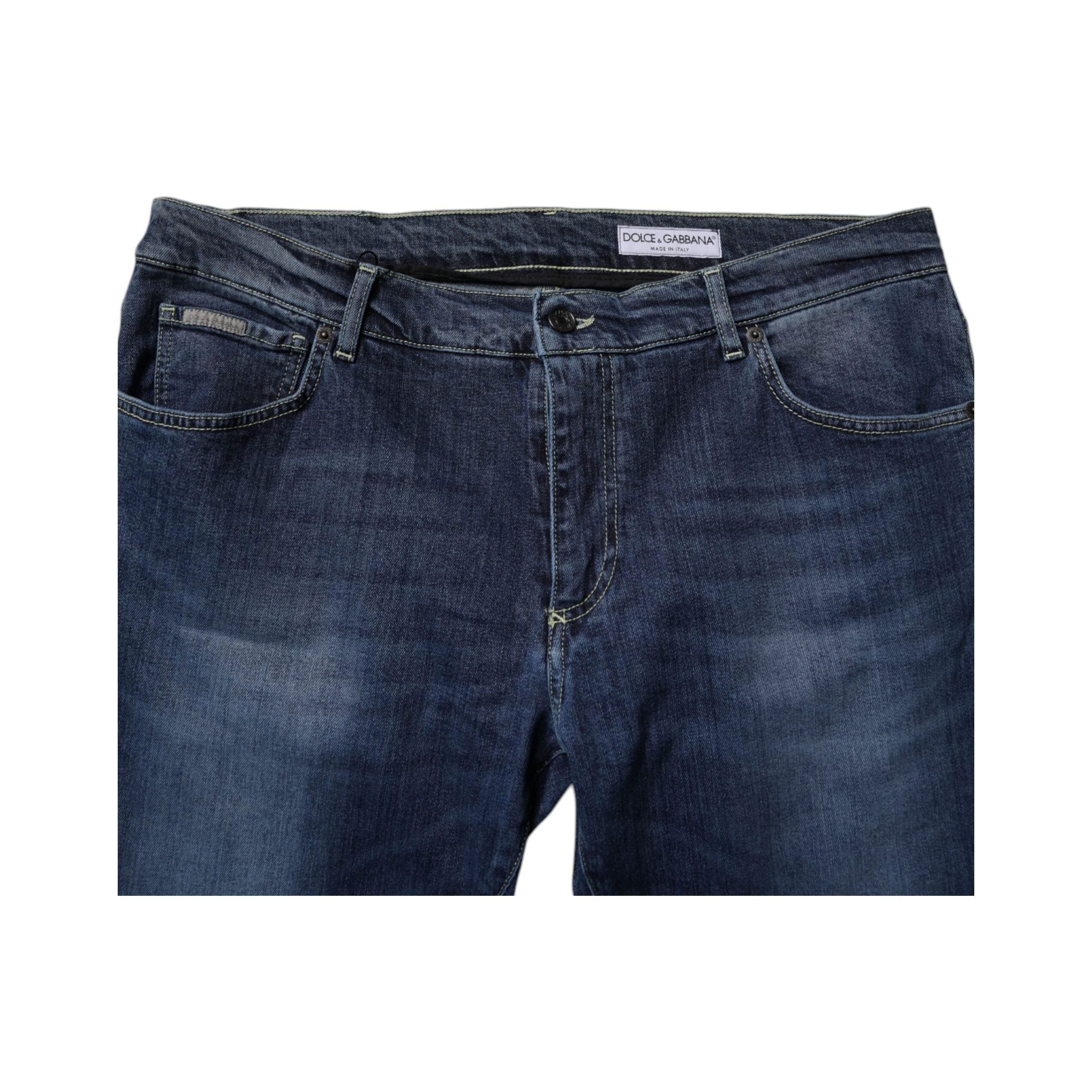 Dolce & Gabbana Blue Washed Cotton Stretch Skinny Jeans