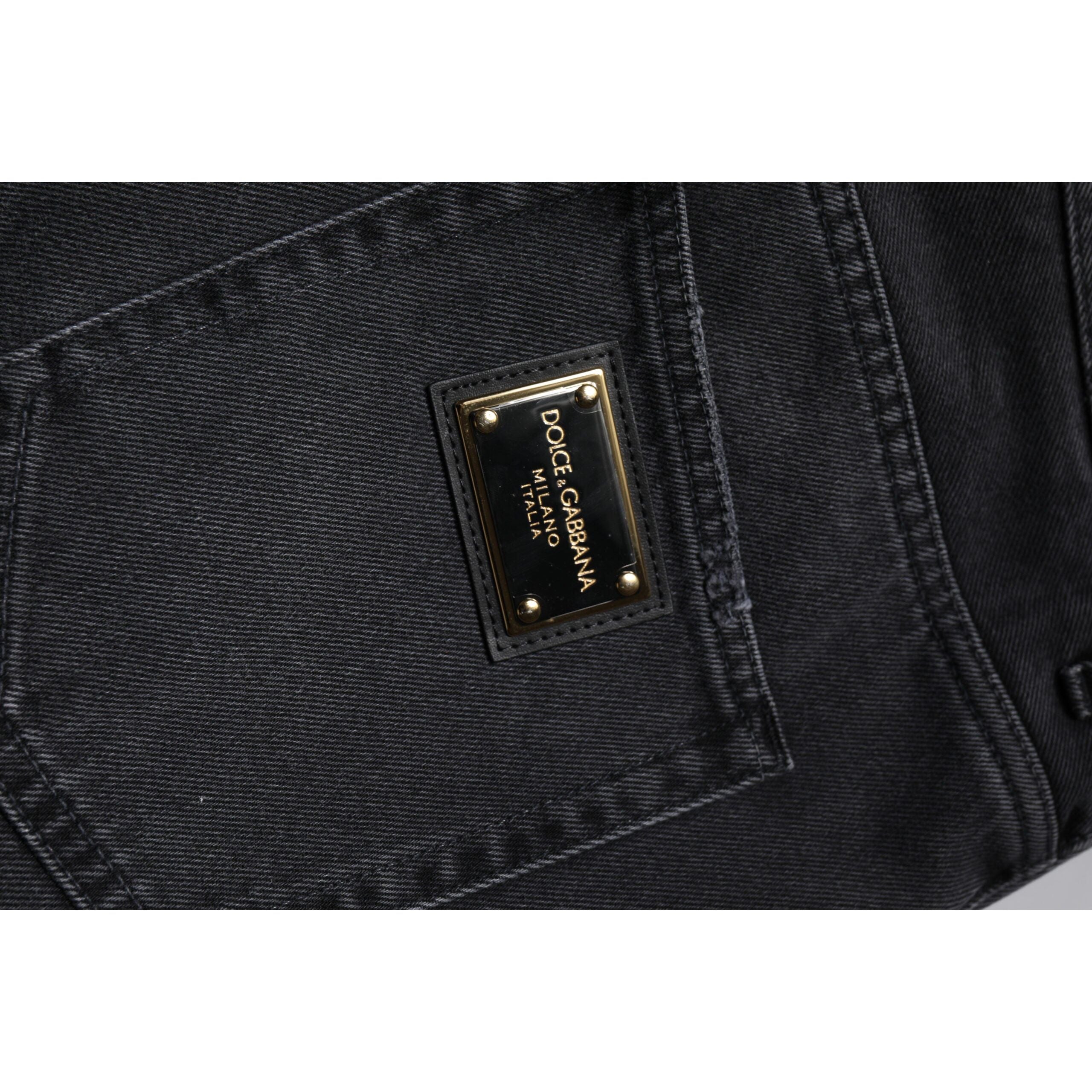 Dolce & Gabbana Black Cotton Cargo Denim Bermuda Shorts