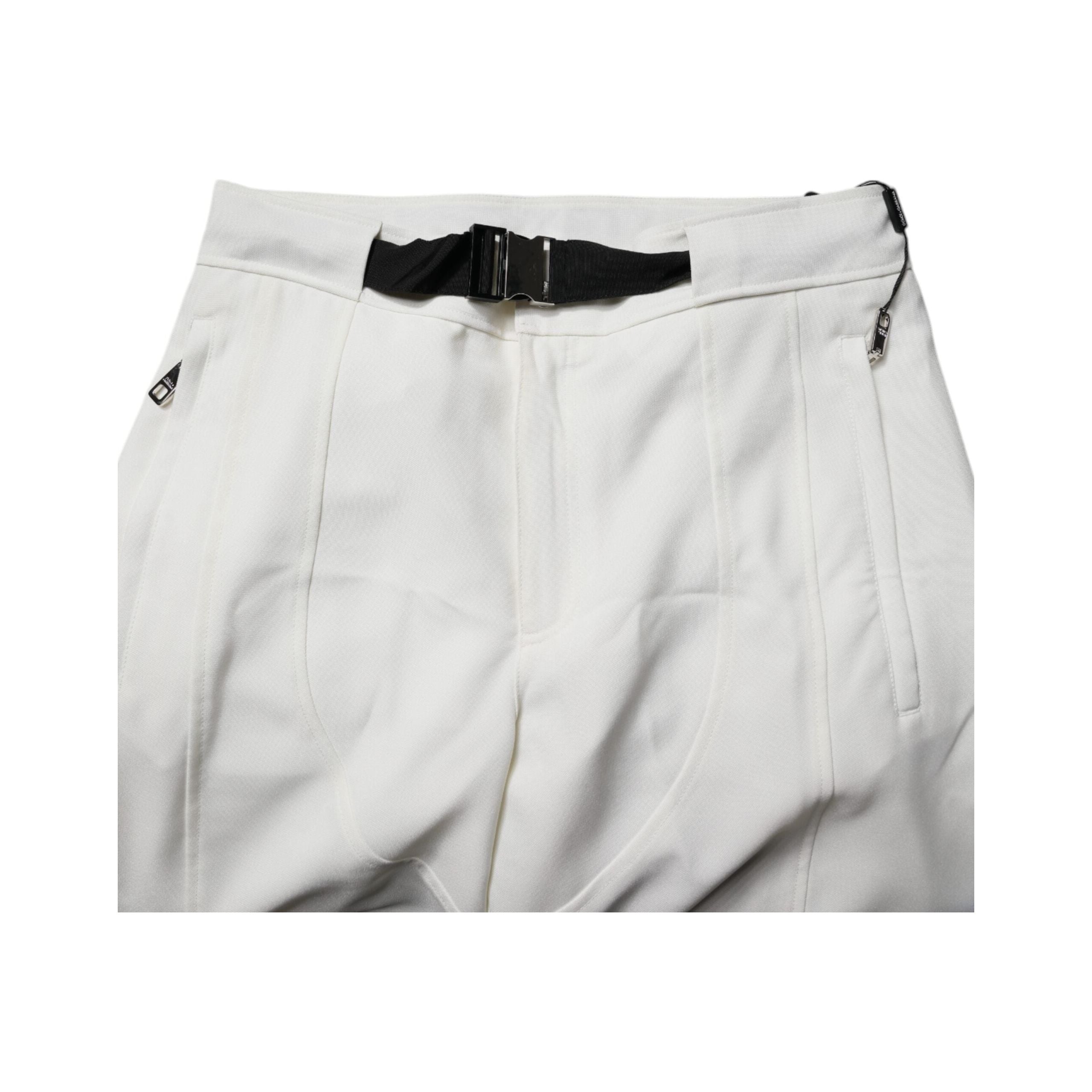 Dolce & Gabbana White Crepe Wide Leg Pants Elegance