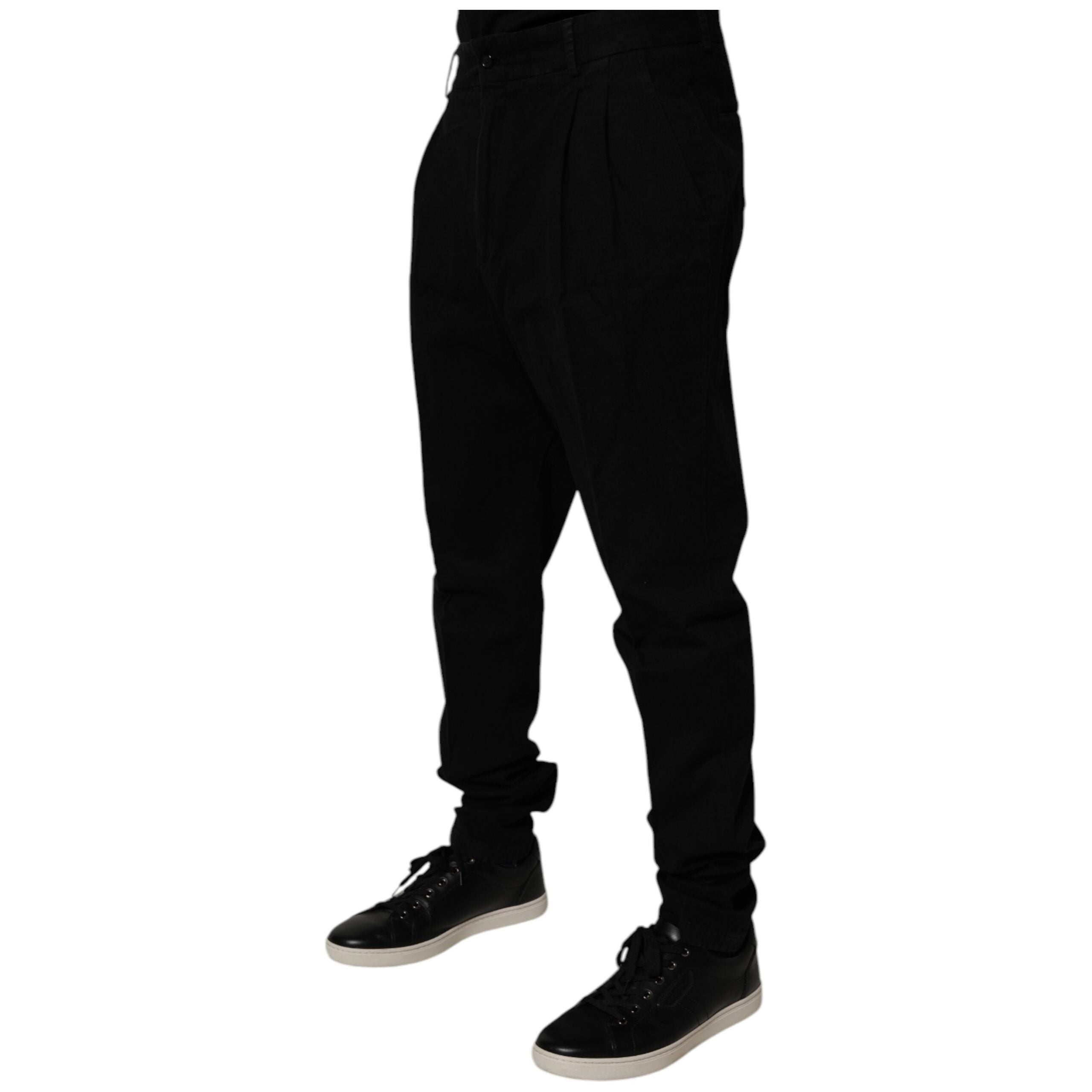 Dolce & Gabbana Black Cotton Stretch Skinny Pants Elegance
