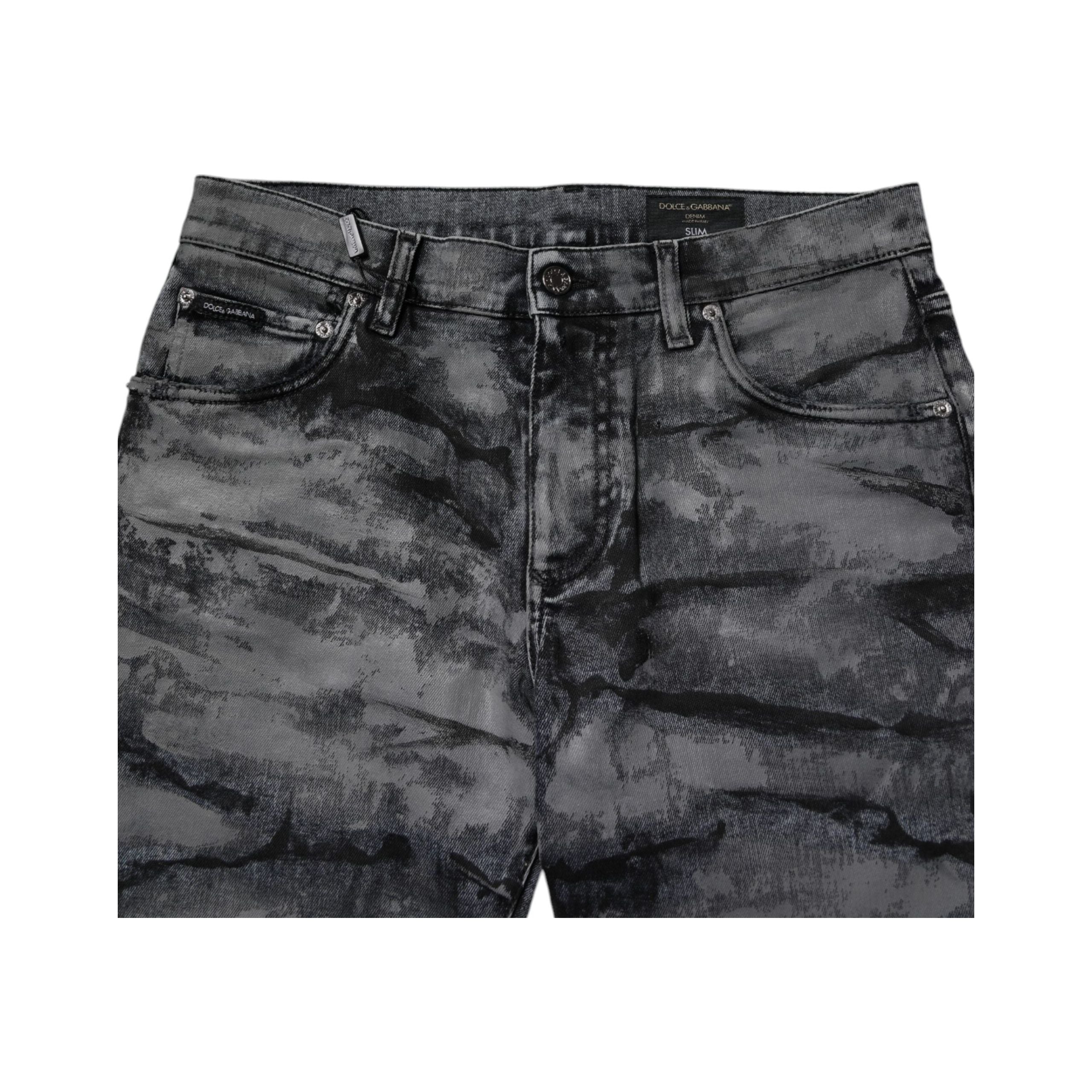 Dolce & Gabbana Gray Tie Dye Cotton Skinny Denim Jeans