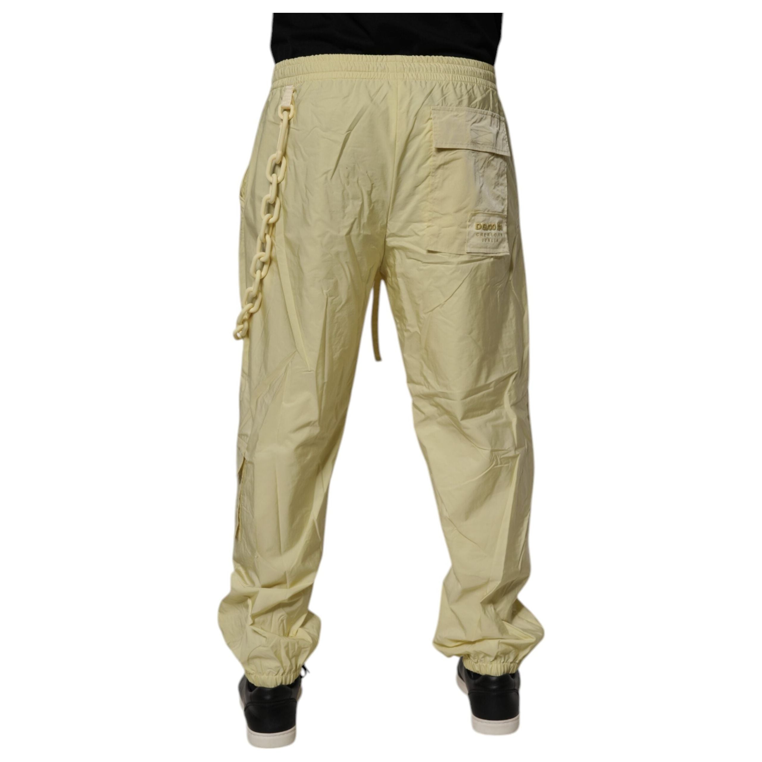 Dolce & Gabbana Yellow Nylon Cargo Chain Jogger Pants