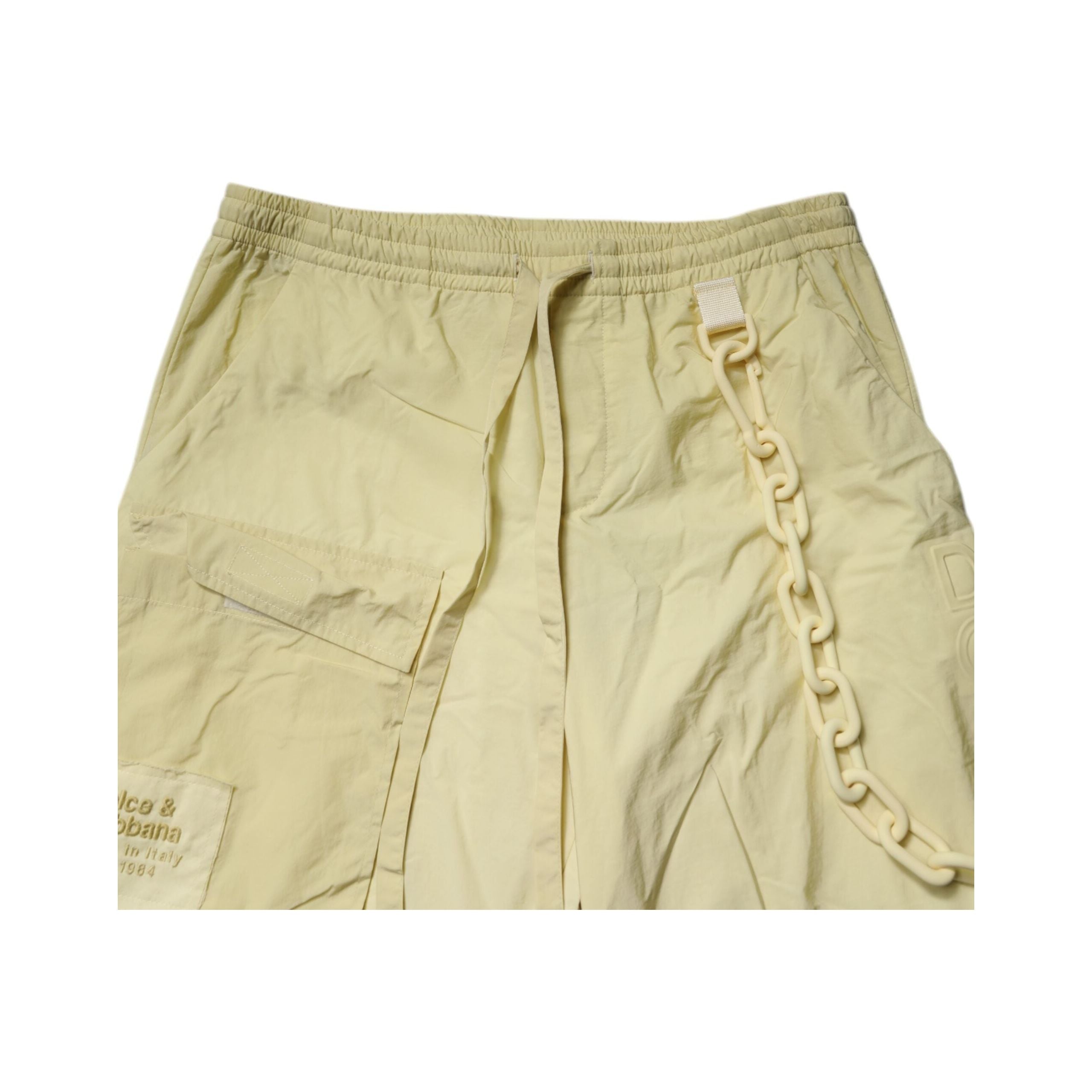 Dolce & Gabbana Yellow Nylon Cargo Chain Jogger Pants