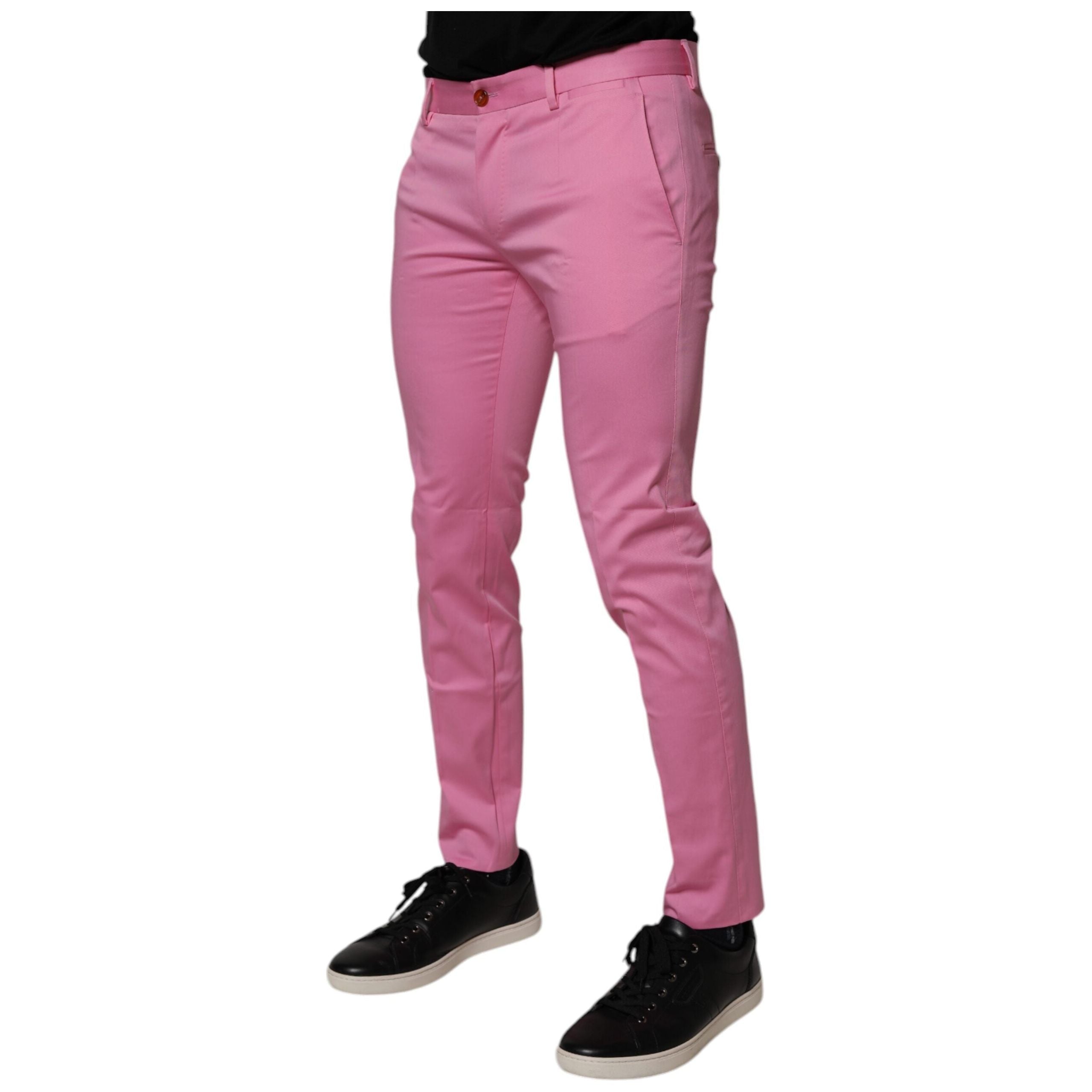 Dolce & Gabbana Pink Cotton Slim Fit Dress Formal Pants