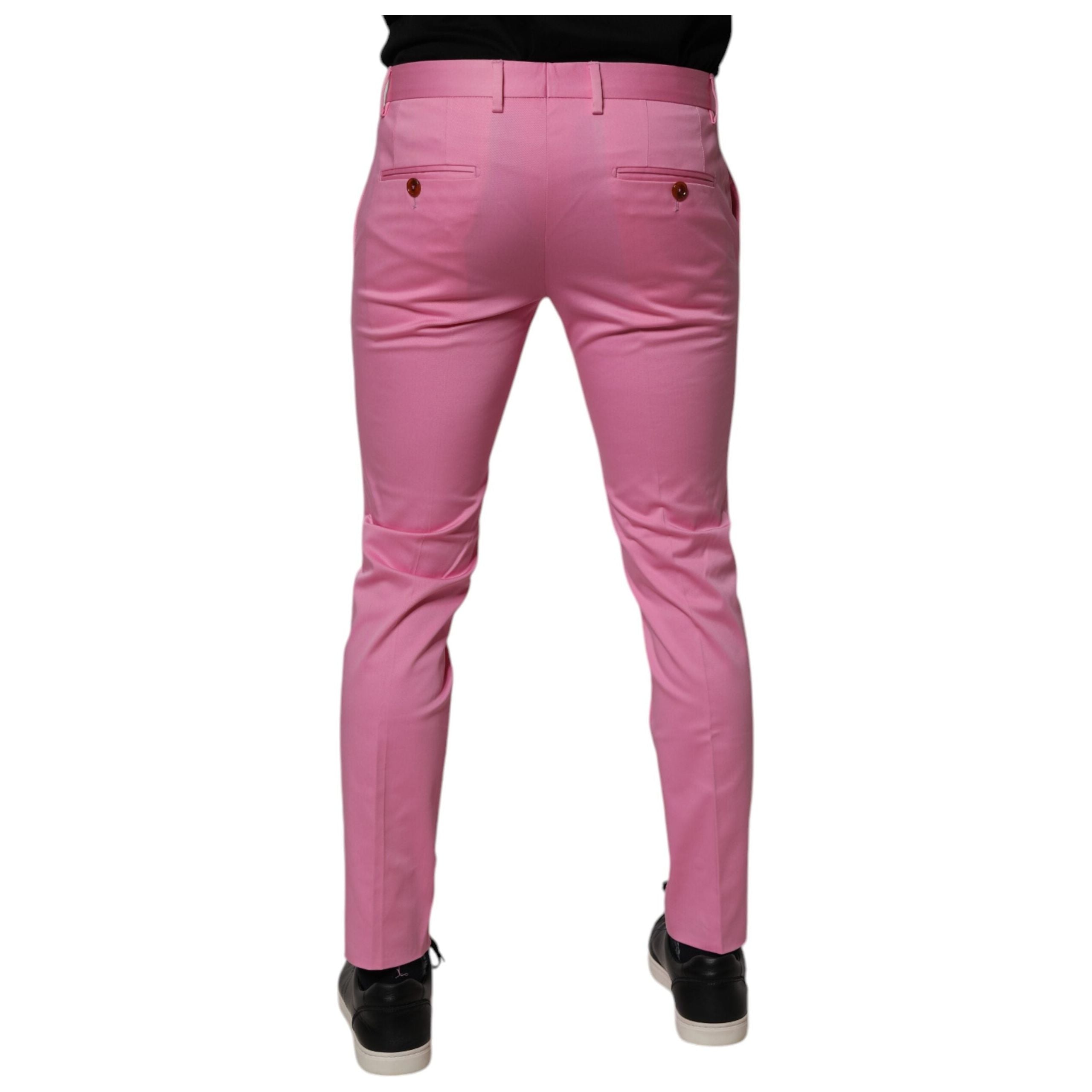 Dolce & Gabbana Pink Cotton Slim Fit Dress Formal Pants