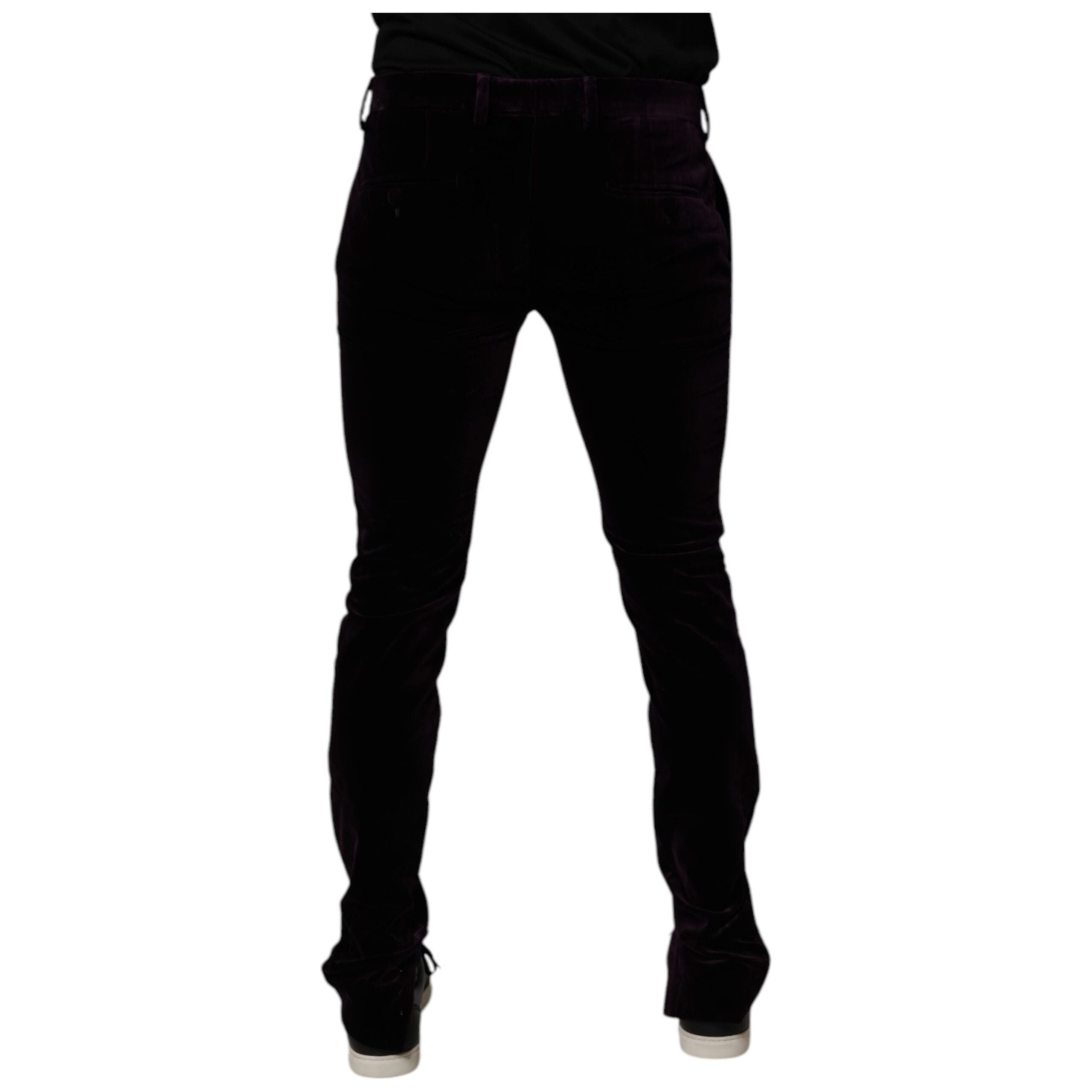 Dolce & Gabbana Violet Velvet Cotton Formal Pants