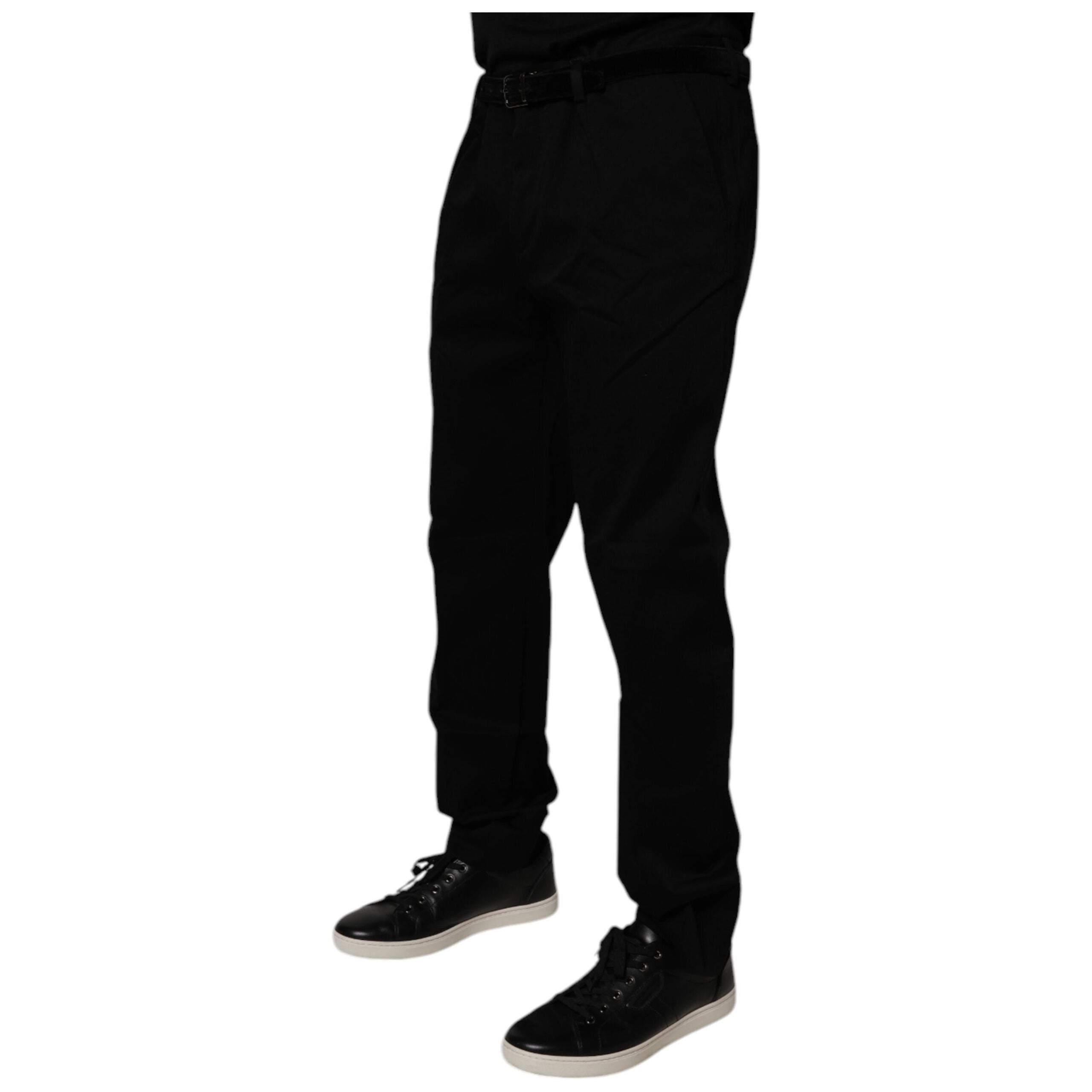 Dolce & Gabbana Black Cotton Skinny Dress Formal Pants