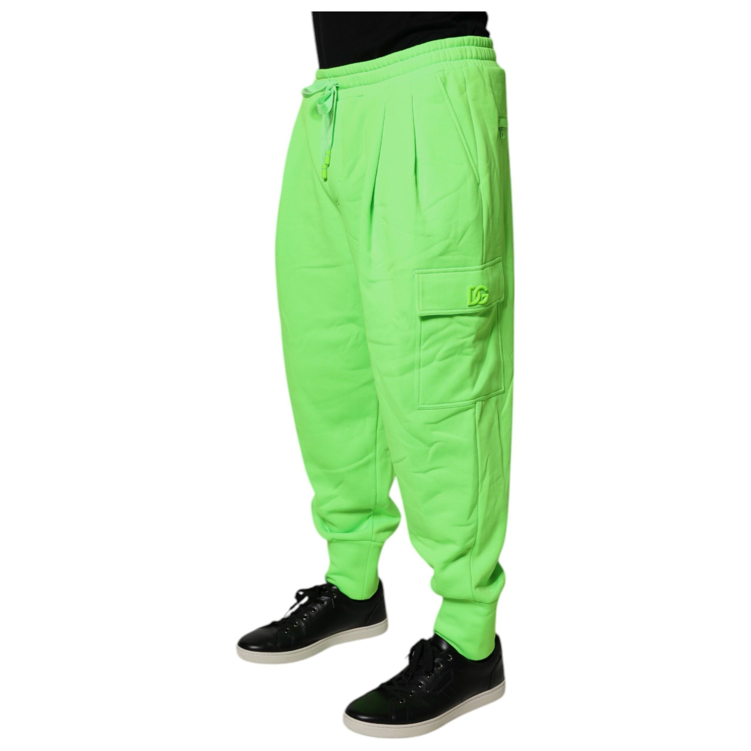 Dolce & Gabbana Neon Green Cotton Cargo Jogger Pants