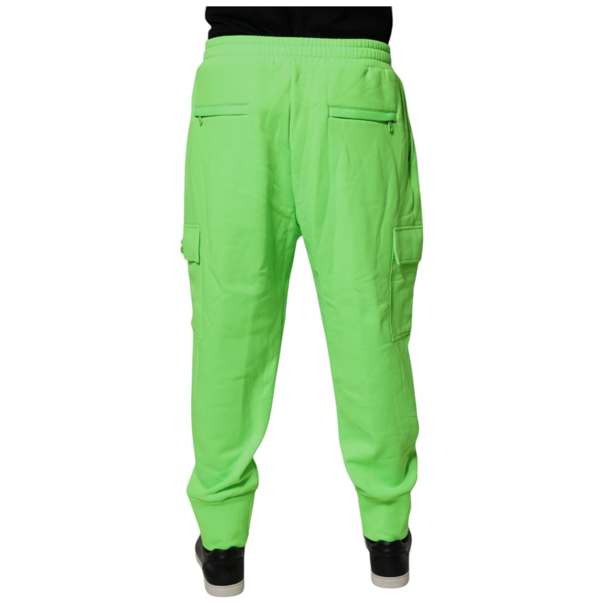 Dolce & Gabbana Neon Green Cotton Cargo Jogger Pants