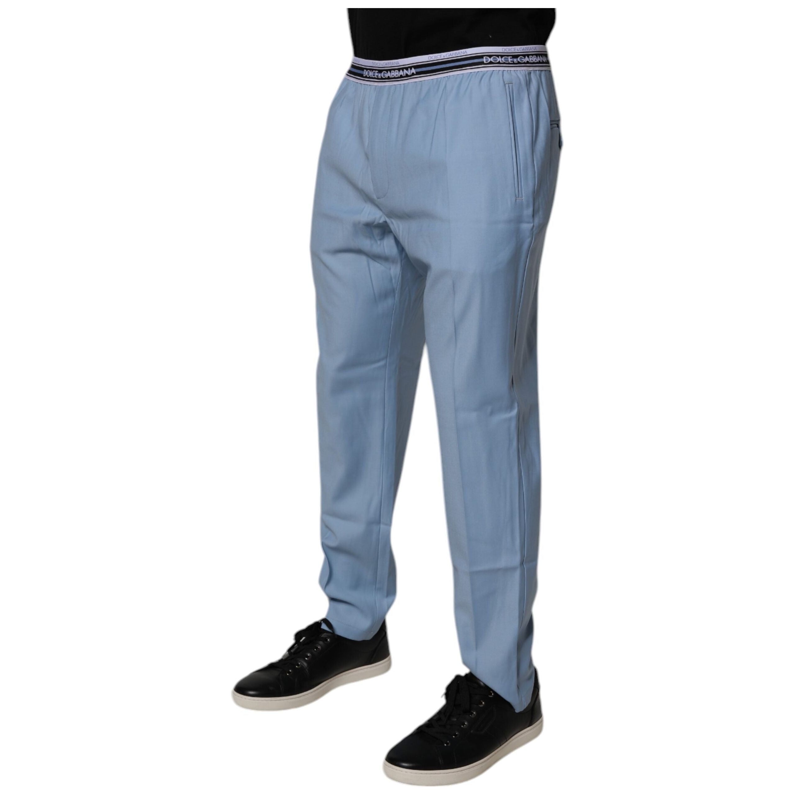 Dolce & Gabbana Blue Cotton Stretch Chino Pants Elegance