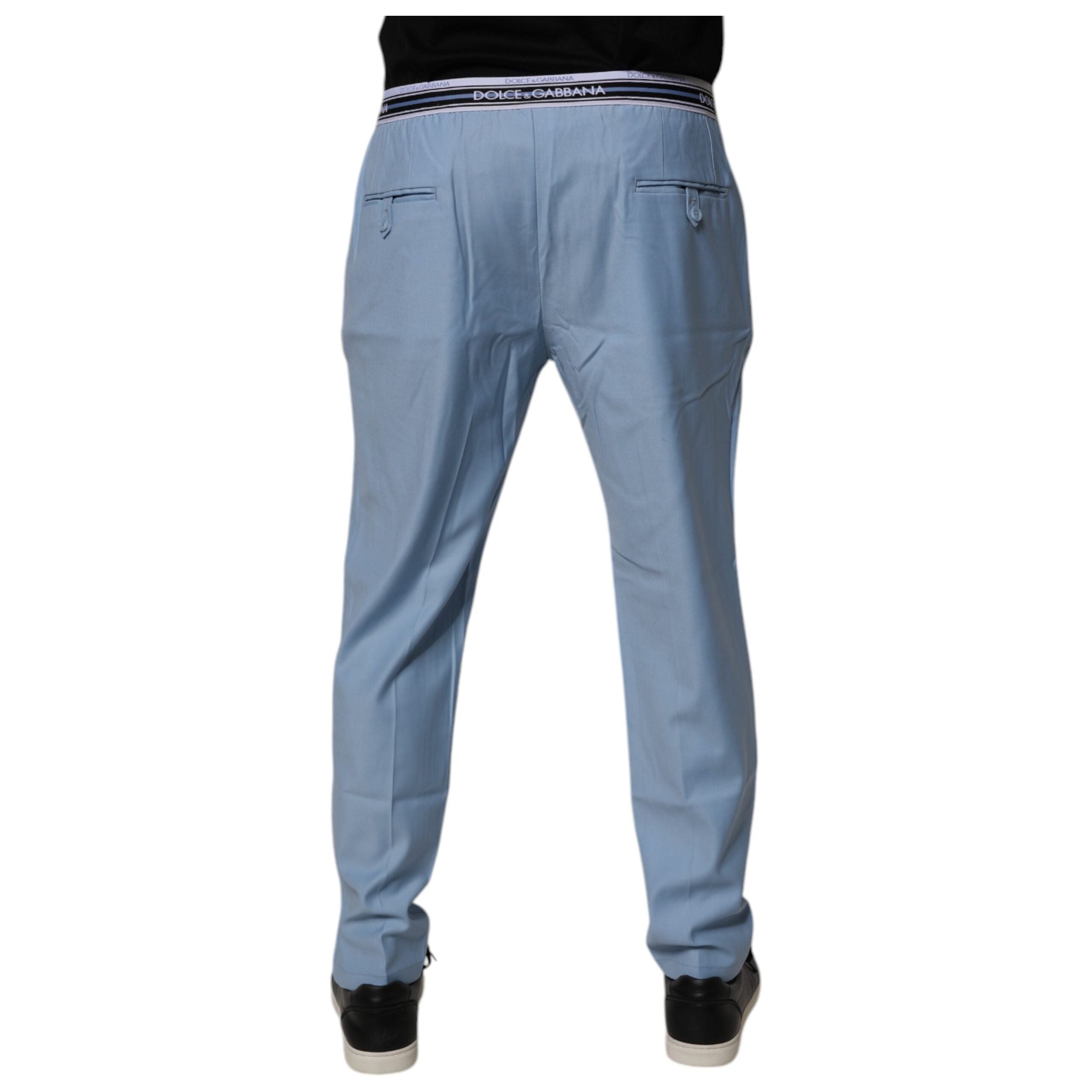 Dolce & Gabbana Blue Cotton Stretch Chino Pants Elegance