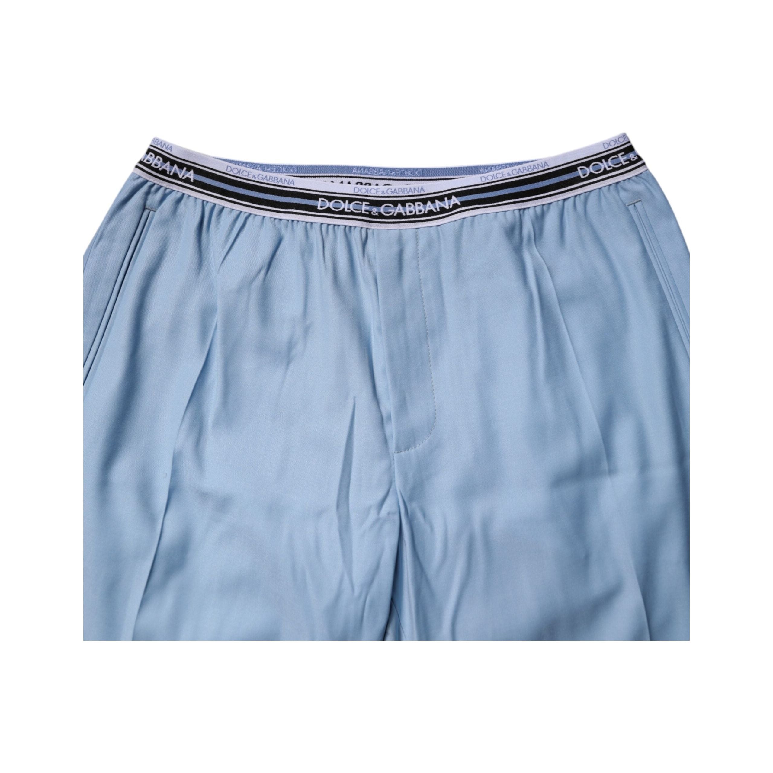 Dolce & Gabbana Blue Cotton Stretch Chino Pants Elegance