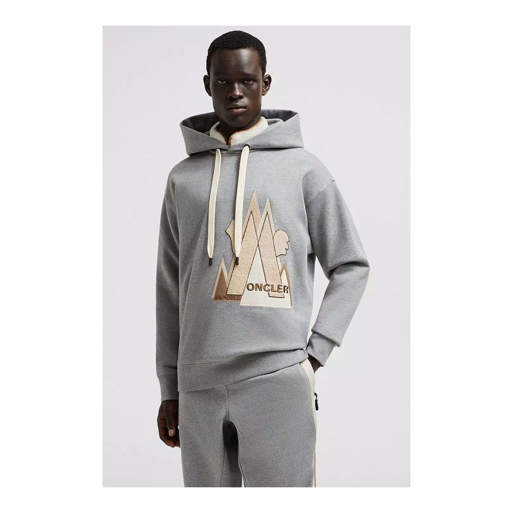 Moncler Gray Cotton Sweater for Elevated Casual Elegance