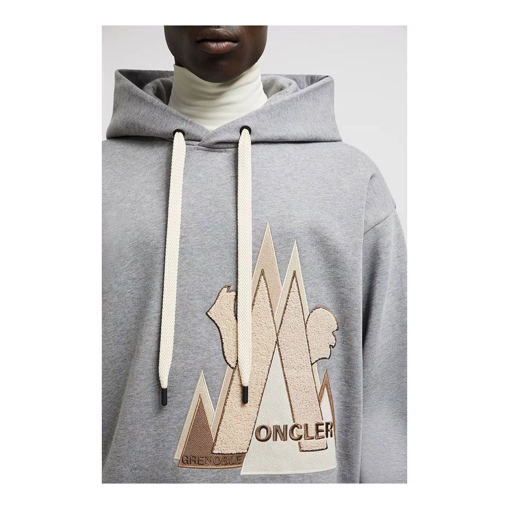 Moncler Gray Cotton Sweater for Elevated Casual Elegance