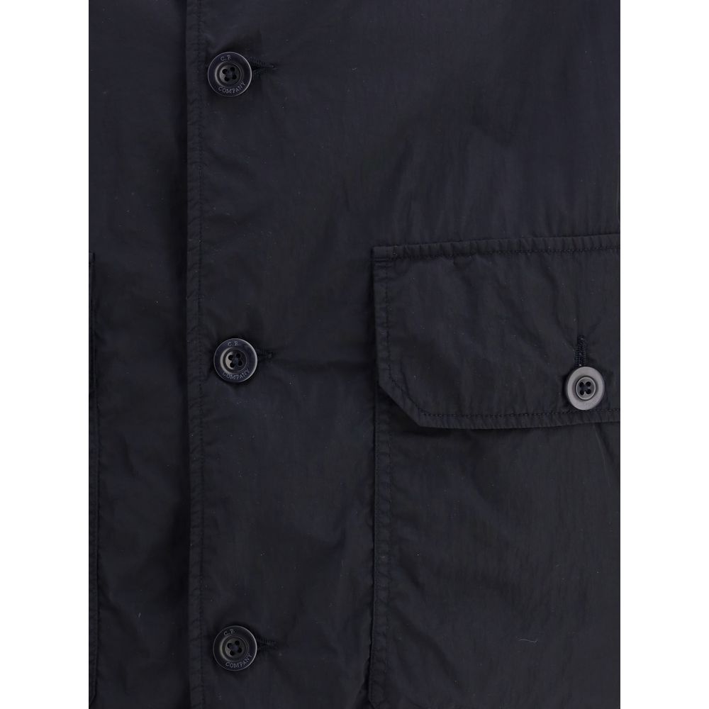 C.P. Company Black Cotton Jacket With Iconic Lens