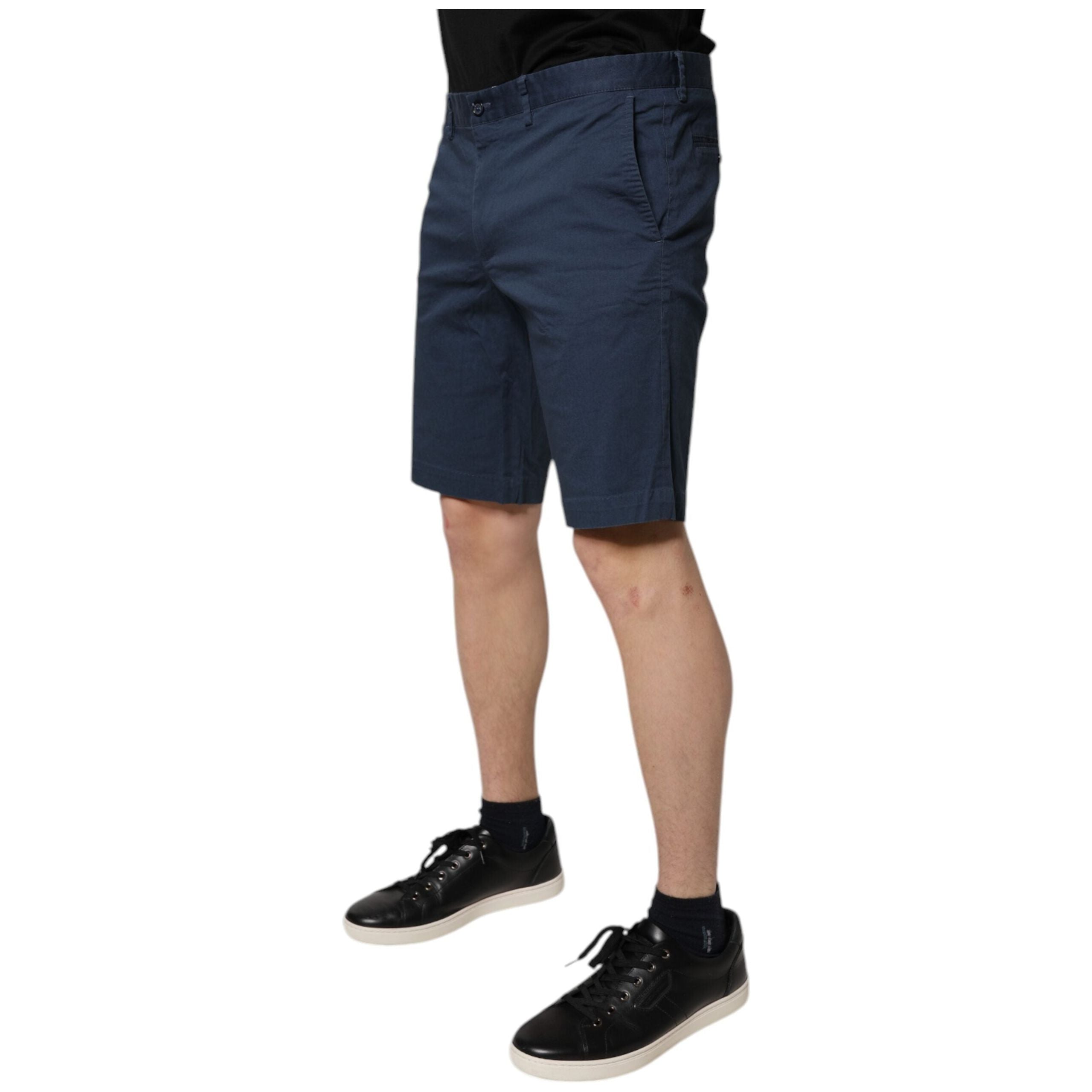 Dolce & Gabbana Blue Cotton Mid Waist Bermuda Shorts
