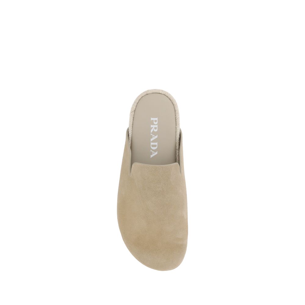 Prada Brown Suede Leather Sabots for Effortless Elegance