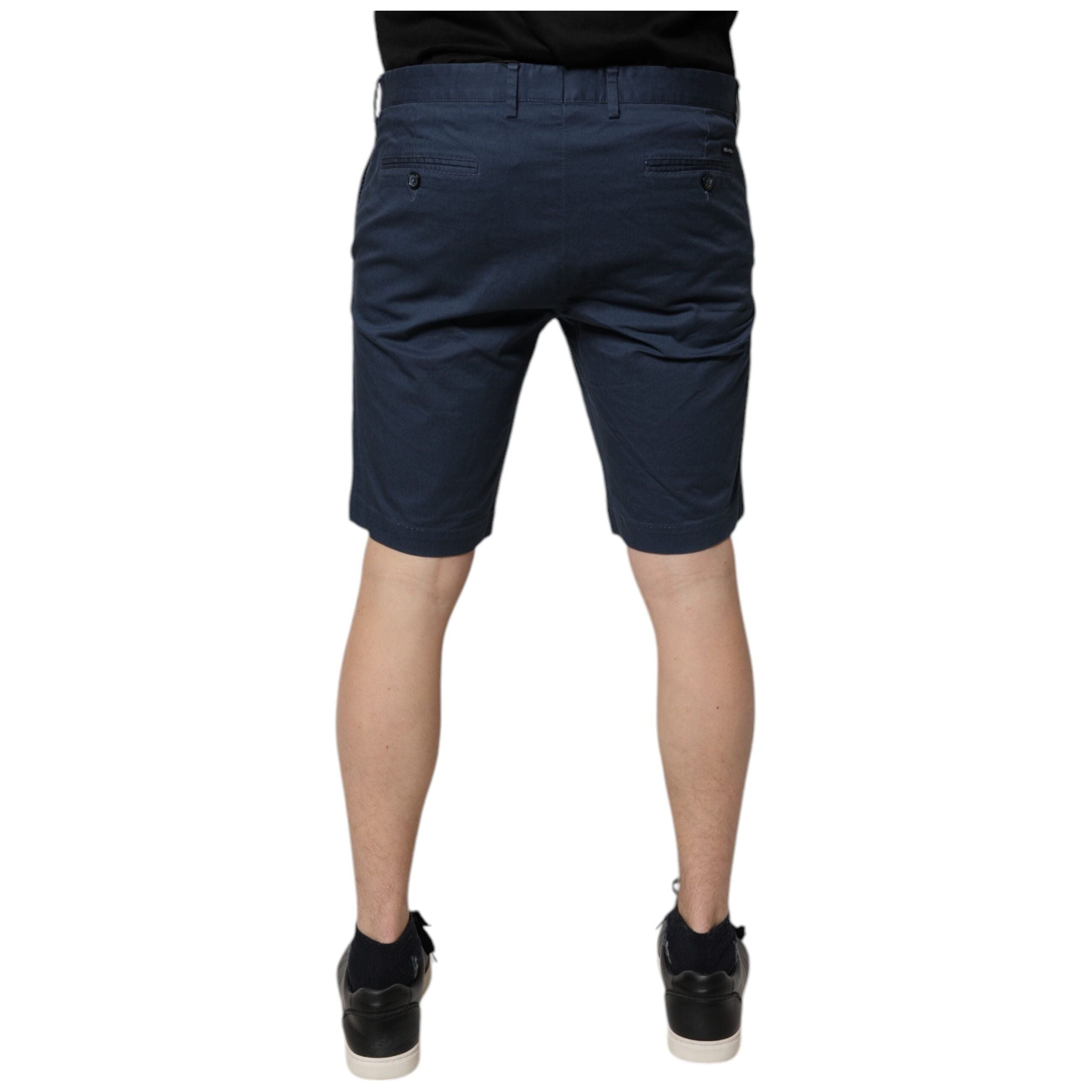 Dolce & Gabbana Blue Cotton Mid Waist Bermuda Shorts