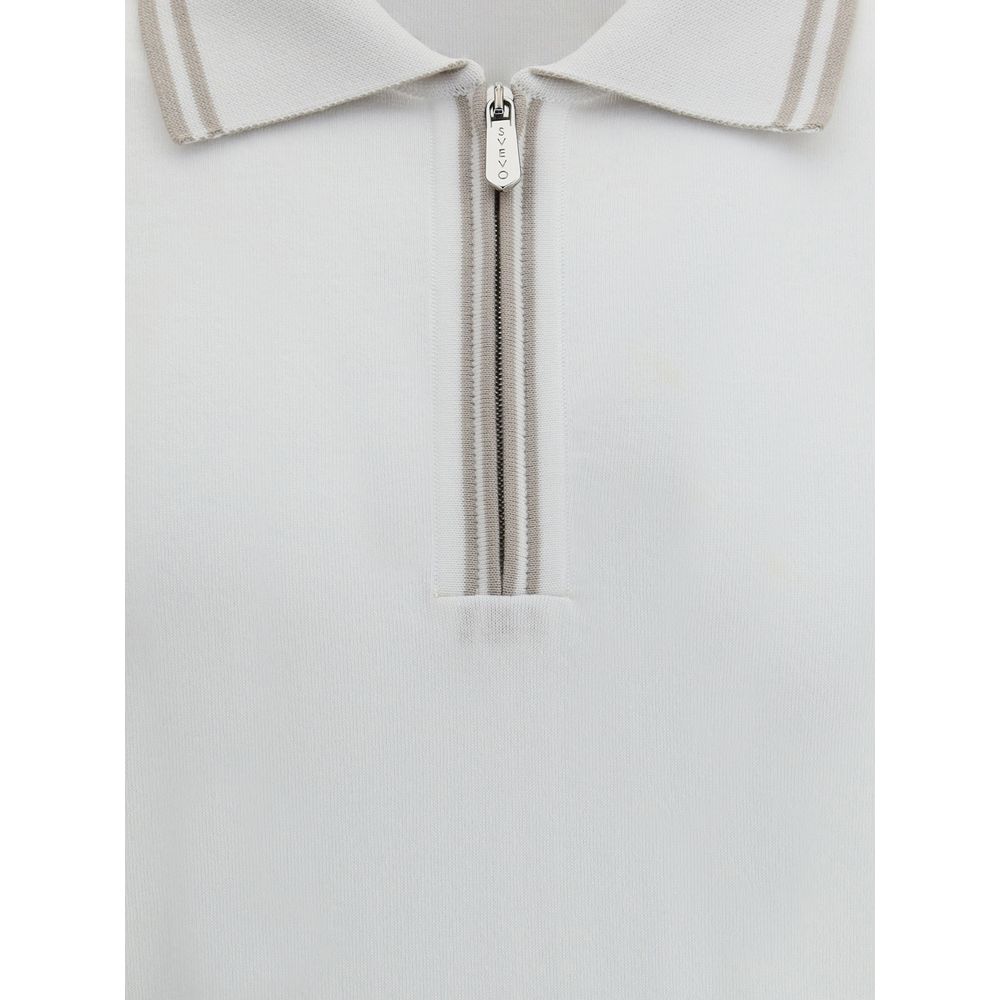 Svevo Navy Cotton Polo Shirt Zipper - Sophisticated Luxury Essential