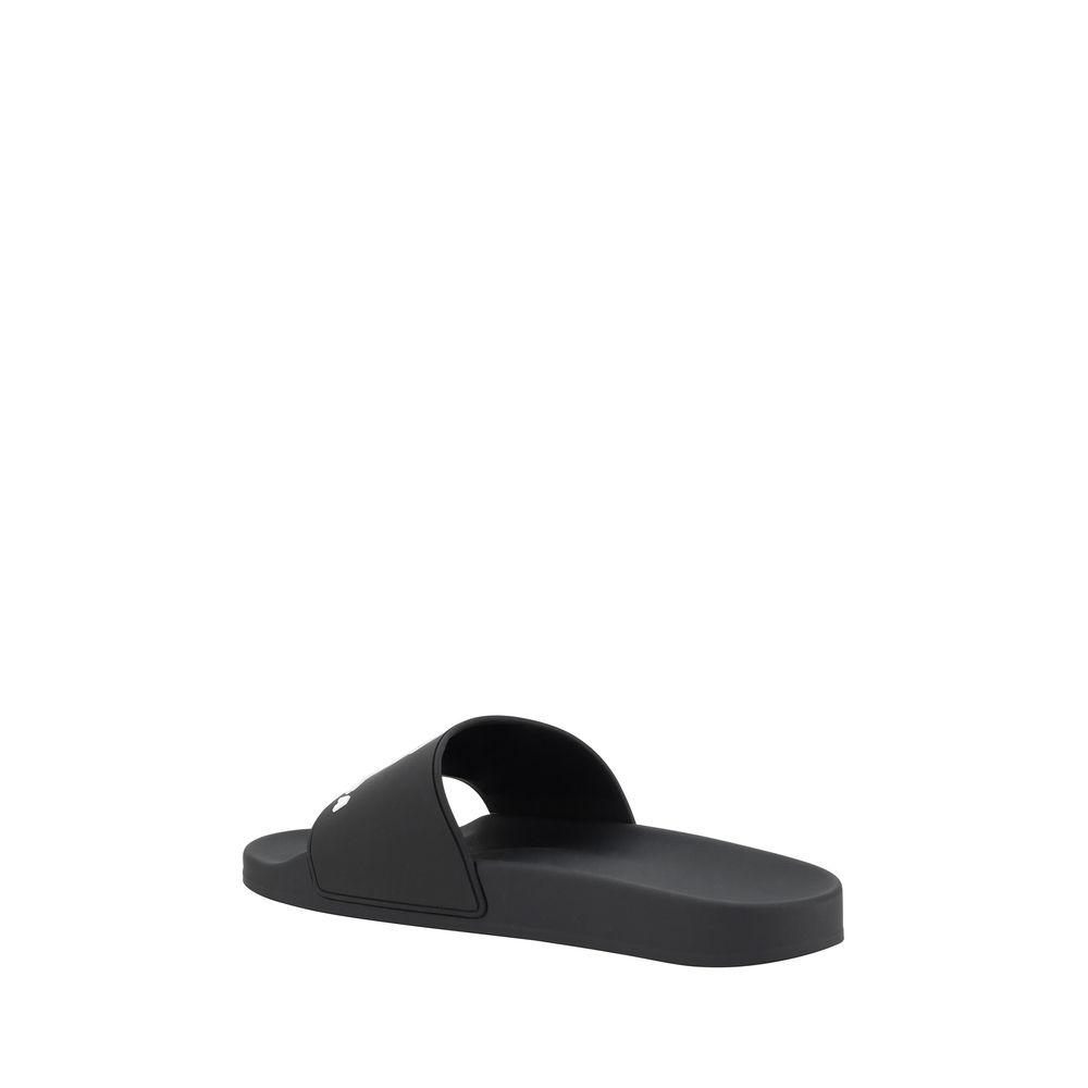 Balenciaga Black Leather Logo Slippers for Elevated Everyday Elegance