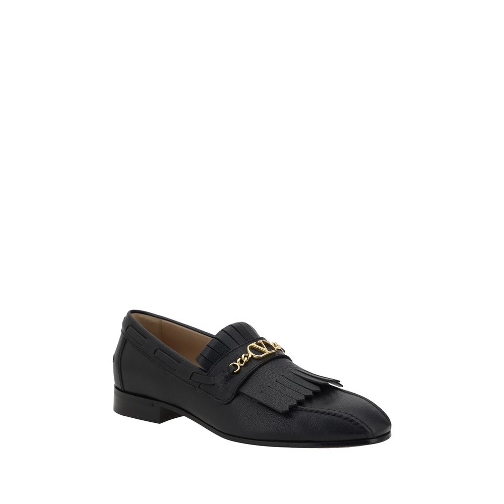 Valentino Black Exquisite Kid Leather Loafers