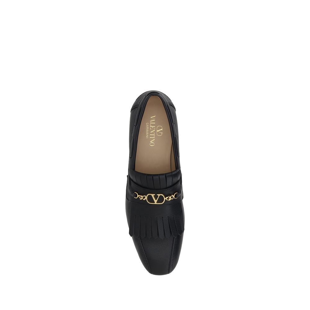 Valentino Black Exquisite Kid Leather Loafers