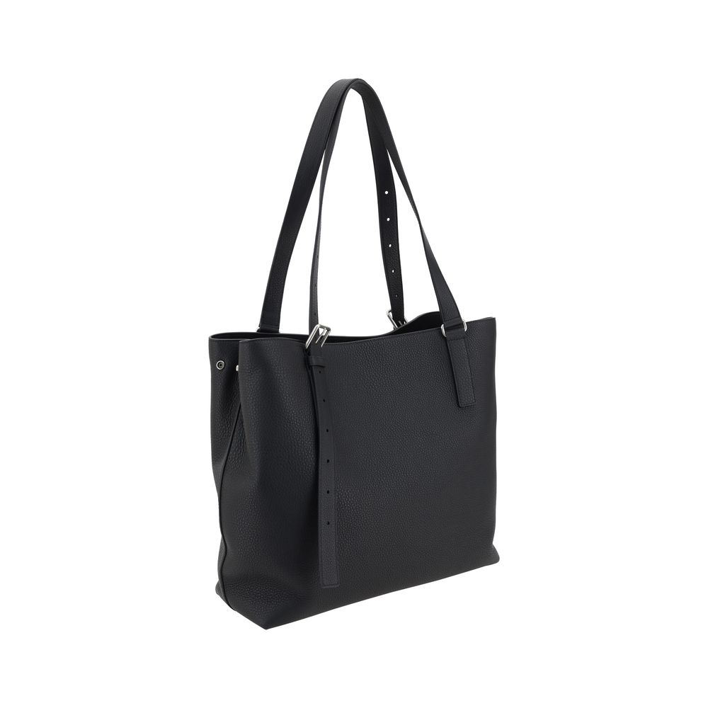 Balenciaga Black Grained Leather Card Detail Shoulder Bag
