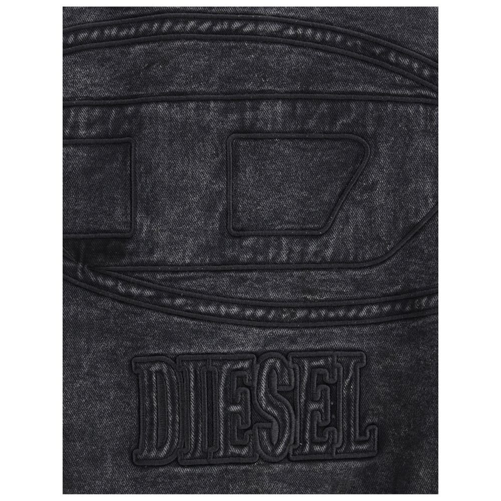Diesel Black Denim Bomber Jacket: Elevated Urban Elegance