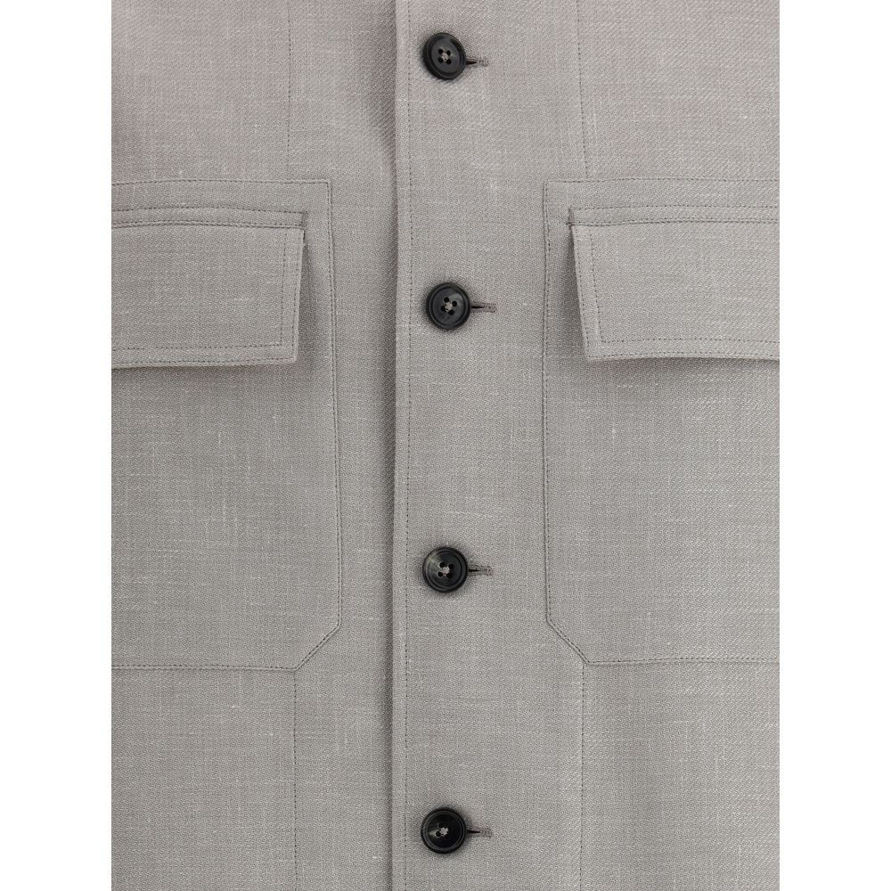 ZEGNA Beige Luxurious Linen Blend Overshirt Shirt