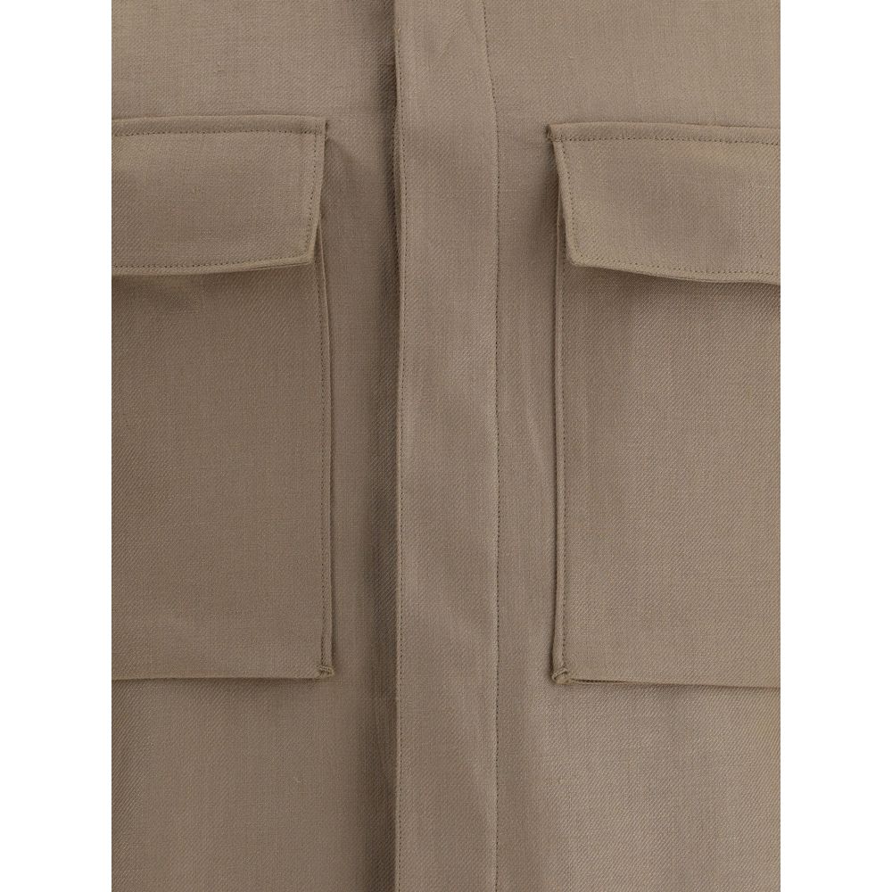 ZEGNA Beige Linen Shirt Jacket for Effortless Elegance