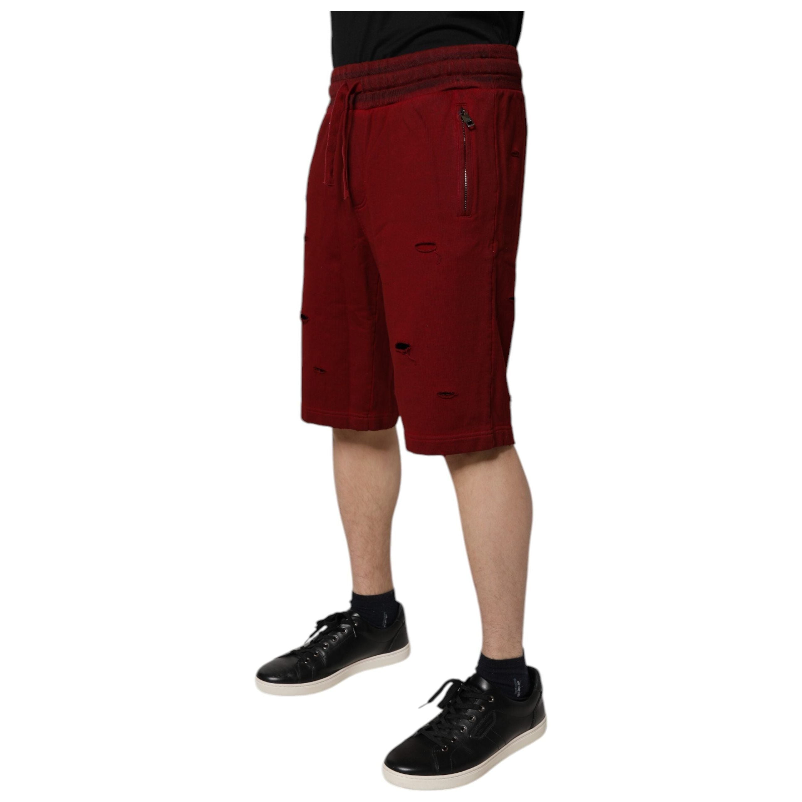 Dolce & Gabbana Maroon Cotton Bermuda Sweatshorts Shorts