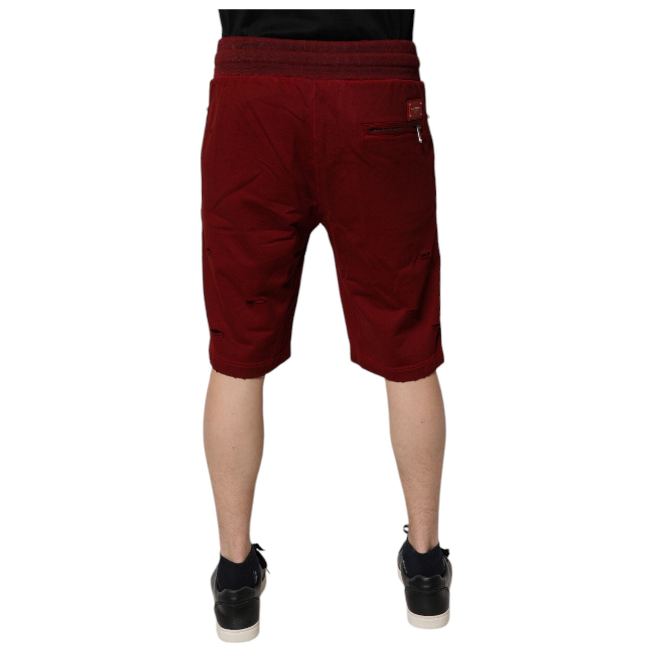 Dolce & Gabbana Maroon Cotton Bermuda Sweatshorts Shorts