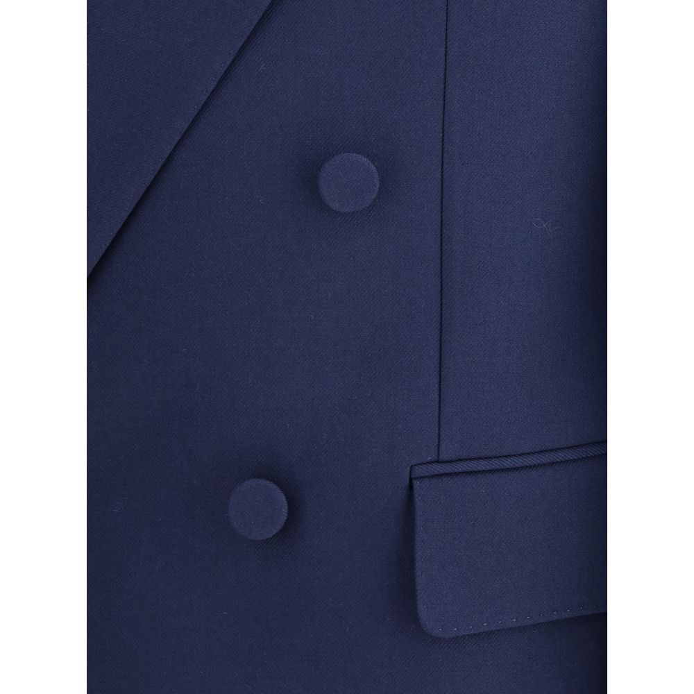Valentino Navy Virgin Wool Blazer for Timeless Elegance