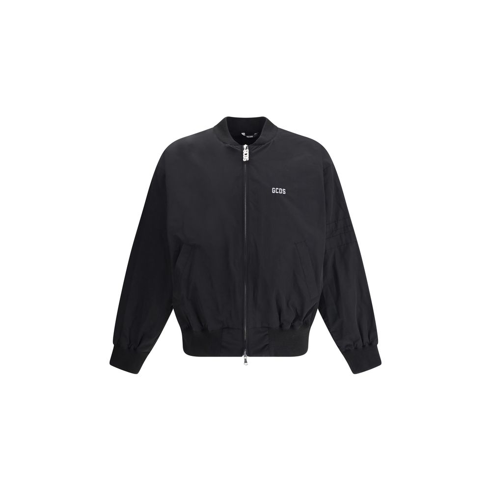 GCDS Black Cotton Varsity Bomber Jacket - Contemporary Urban Elegance