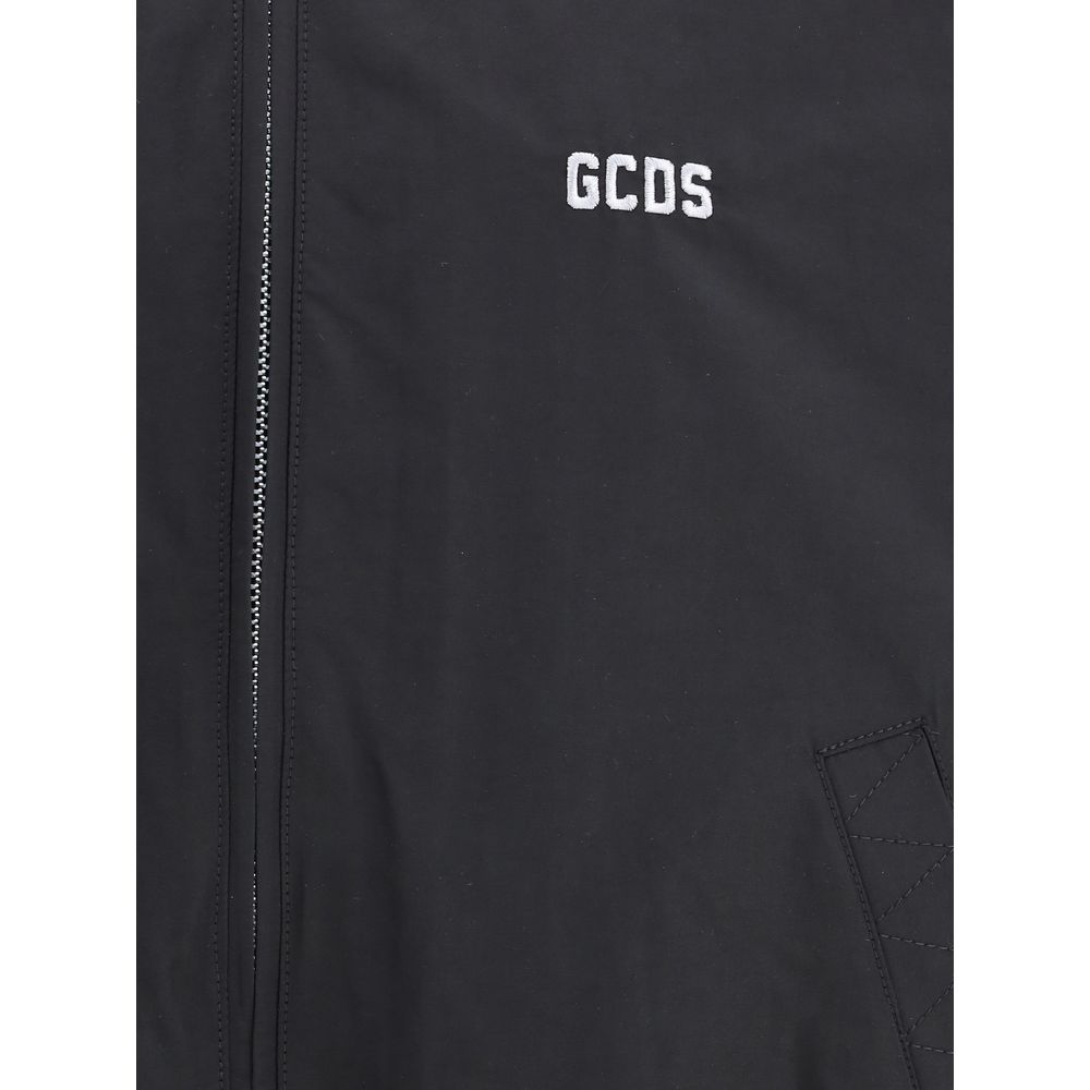 GCDS Black Cotton Varsity Bomber Jacket - Contemporary Urban Elegance
