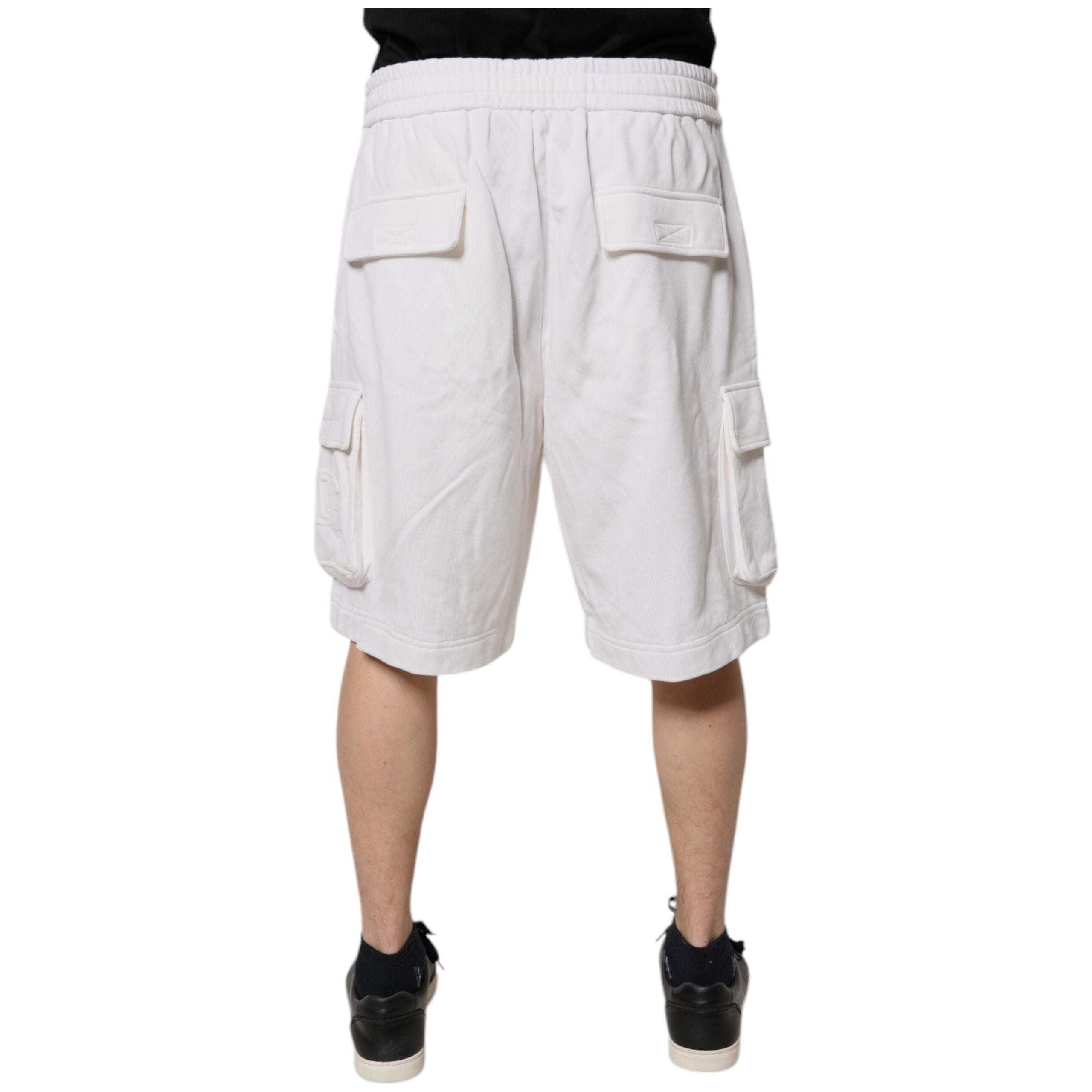 Dolce & Gabbana White Cotton Cargo Bermuda Shorts