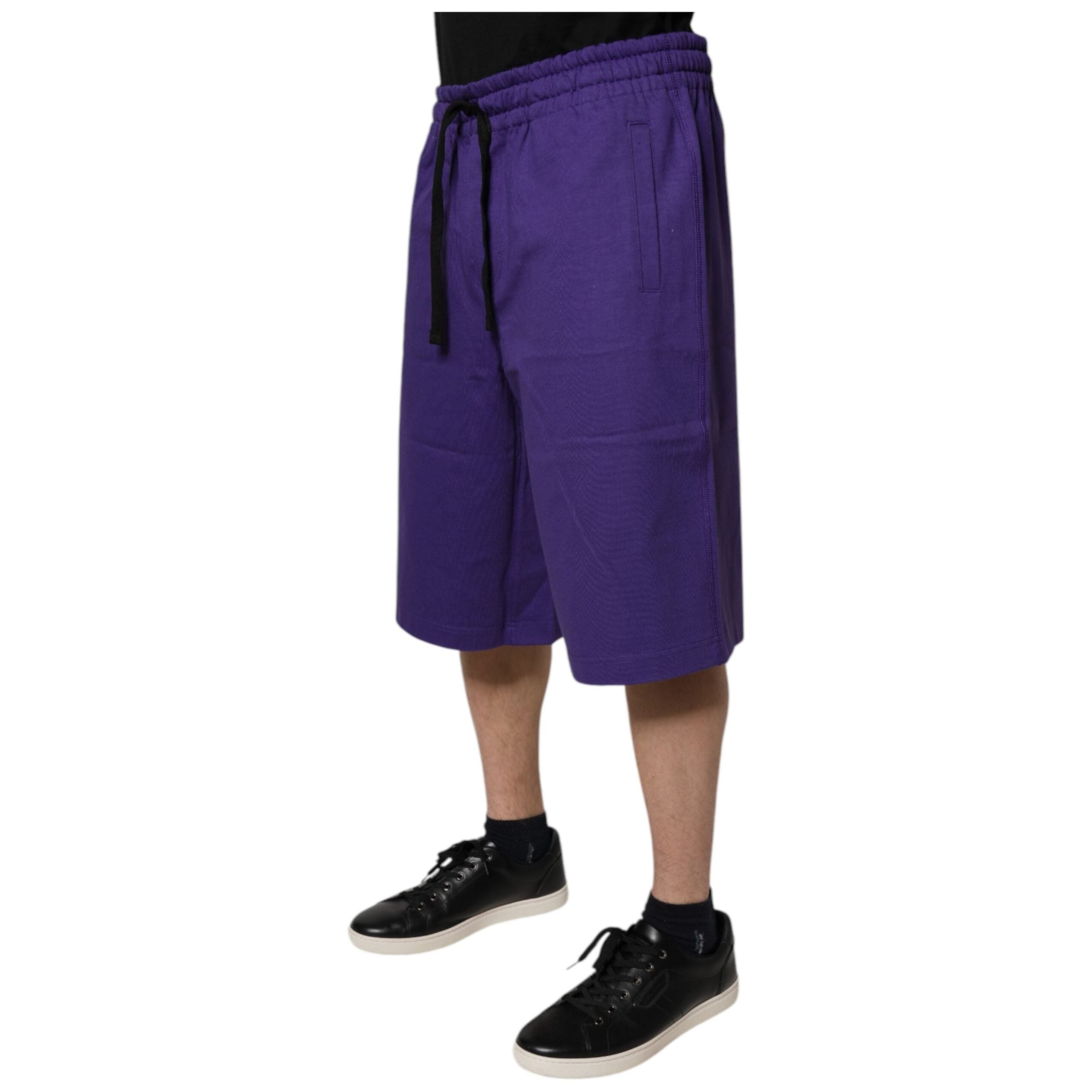 Dolce & Gabbana Purple Cotton Bermuda Sweatshorts Shorts
