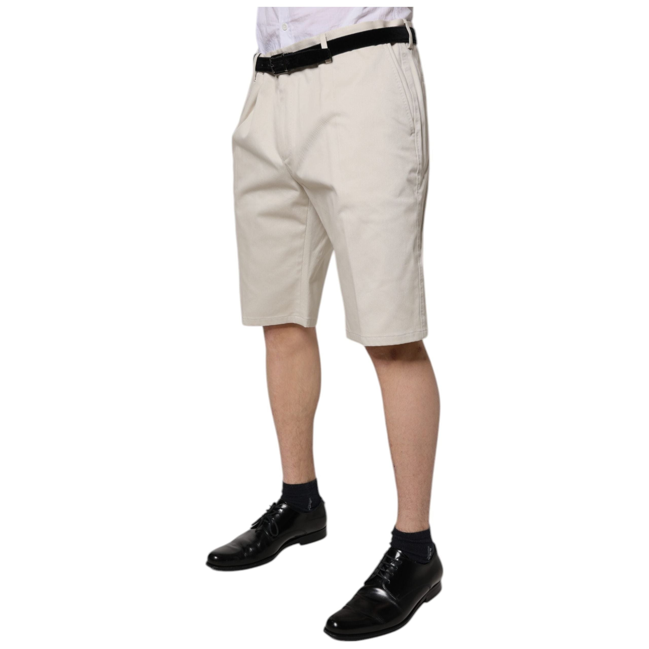 Dolce & Gabbana Beige Cotton Stretch Mid Waist Bermuda Shorts