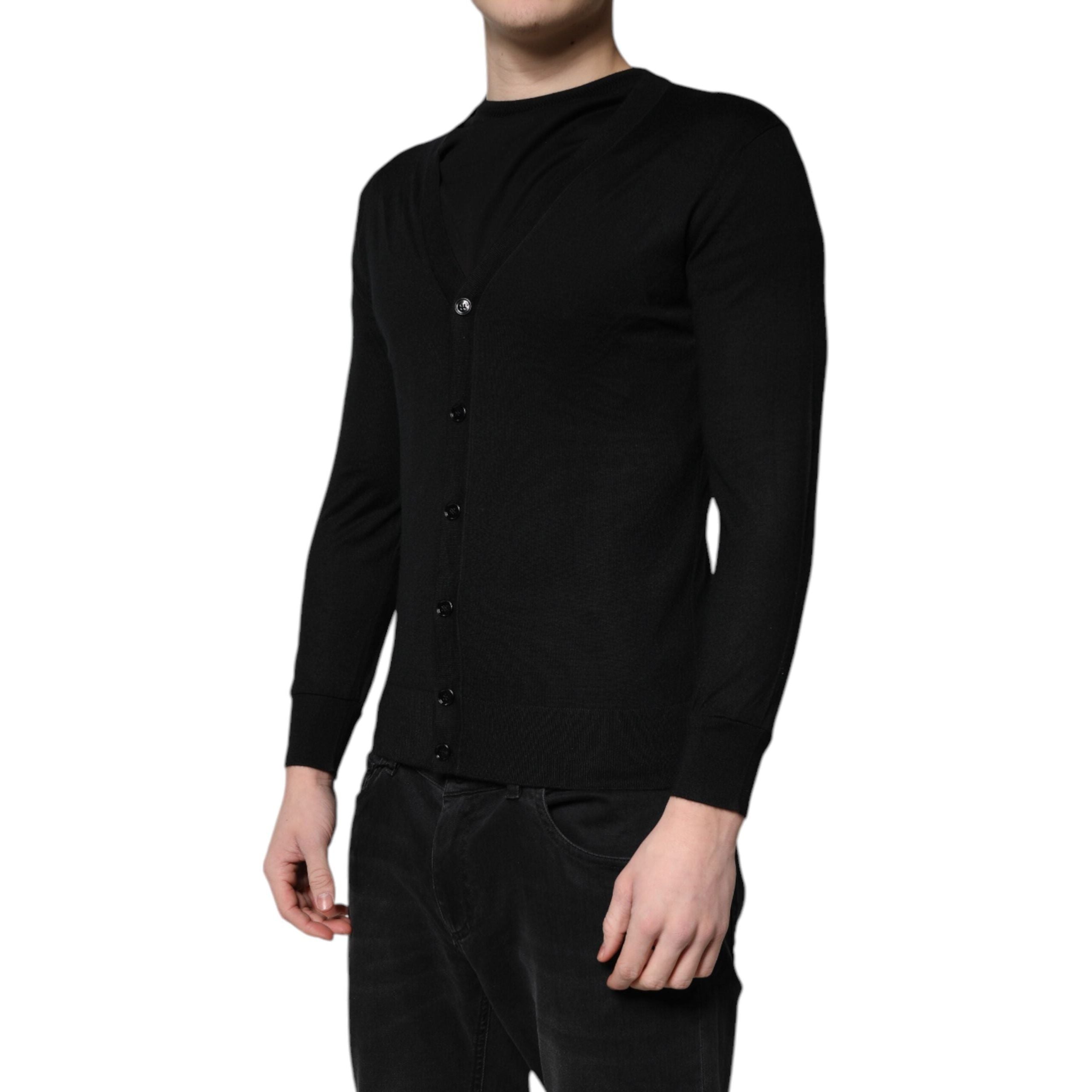 Dolce & Gabbana Black Cashmere Button Down Cardigan Sweater