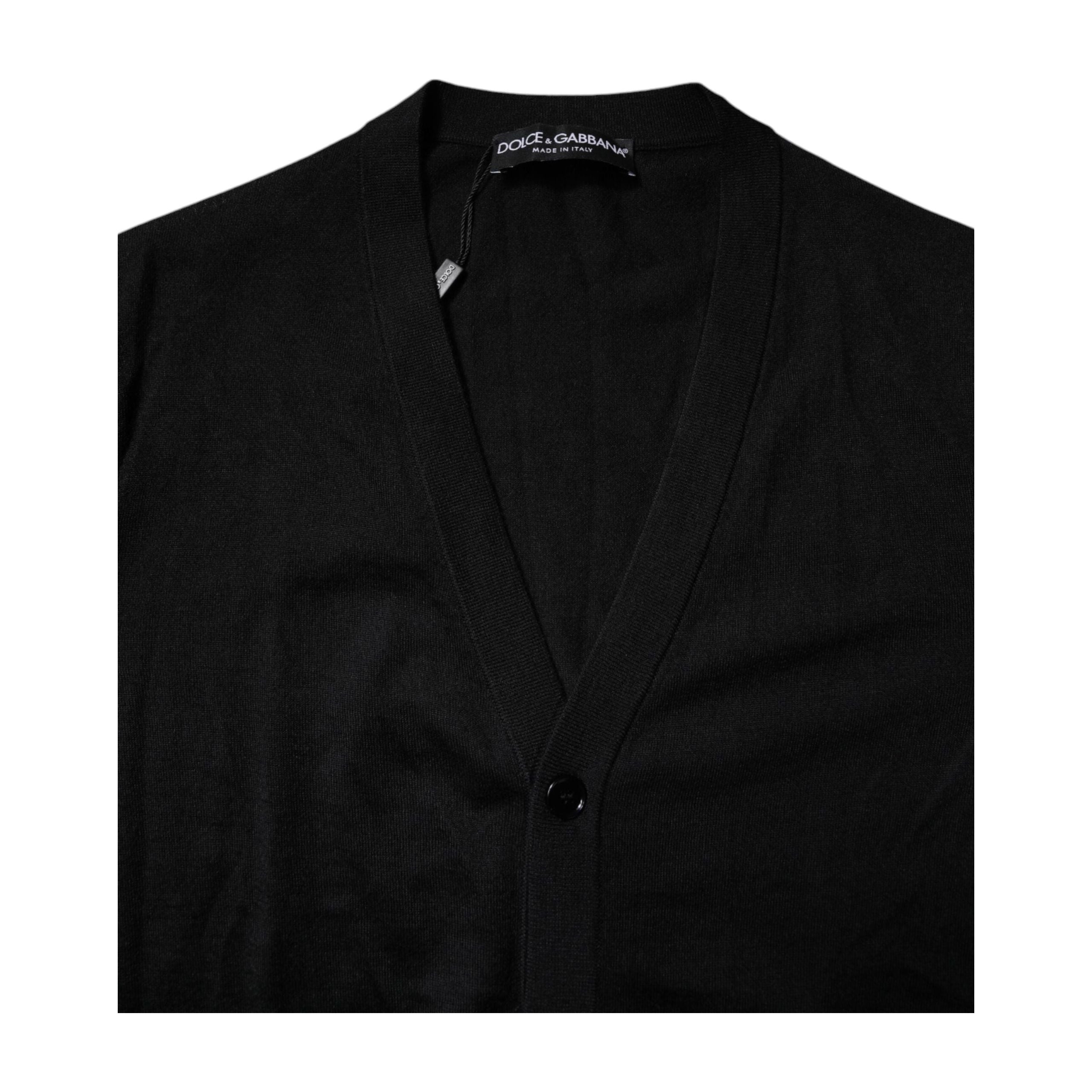 Dolce & Gabbana Black Cashmere Button Down Cardigan Sweater