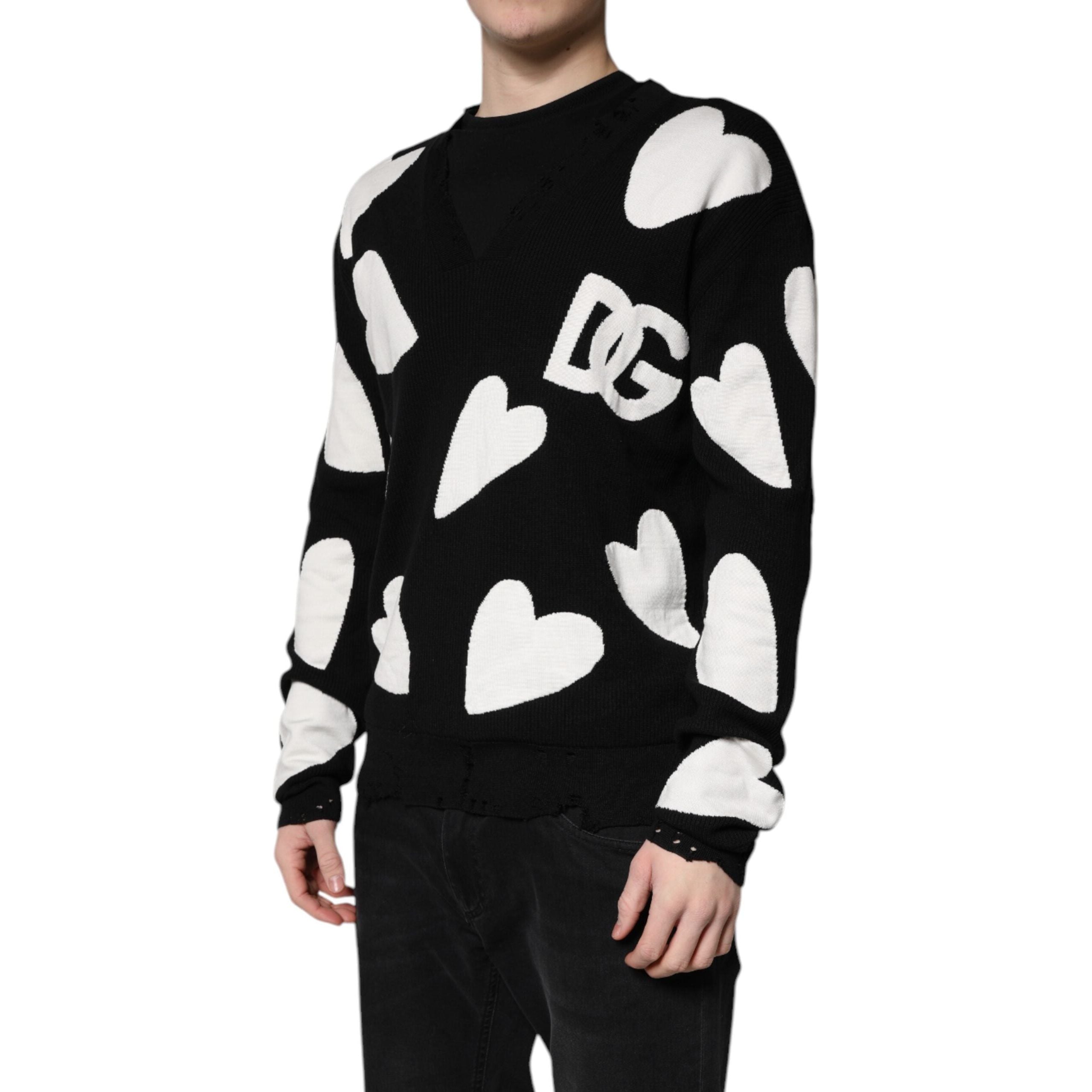Dolce & Gabbana Black Silk Crew Neck Pullover Sweater