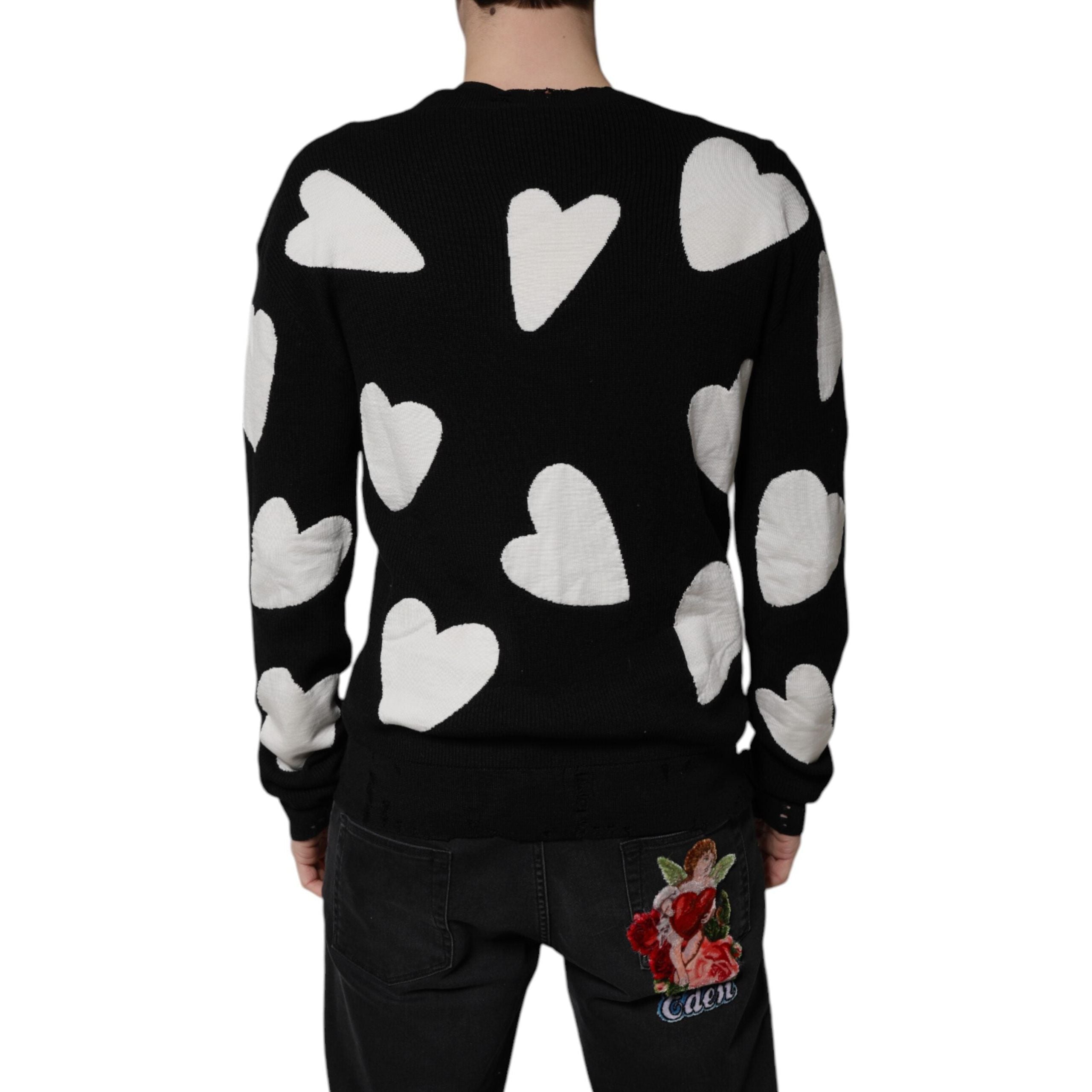 Dolce & Gabbana Black Silk Crew Neck Pullover Sweater