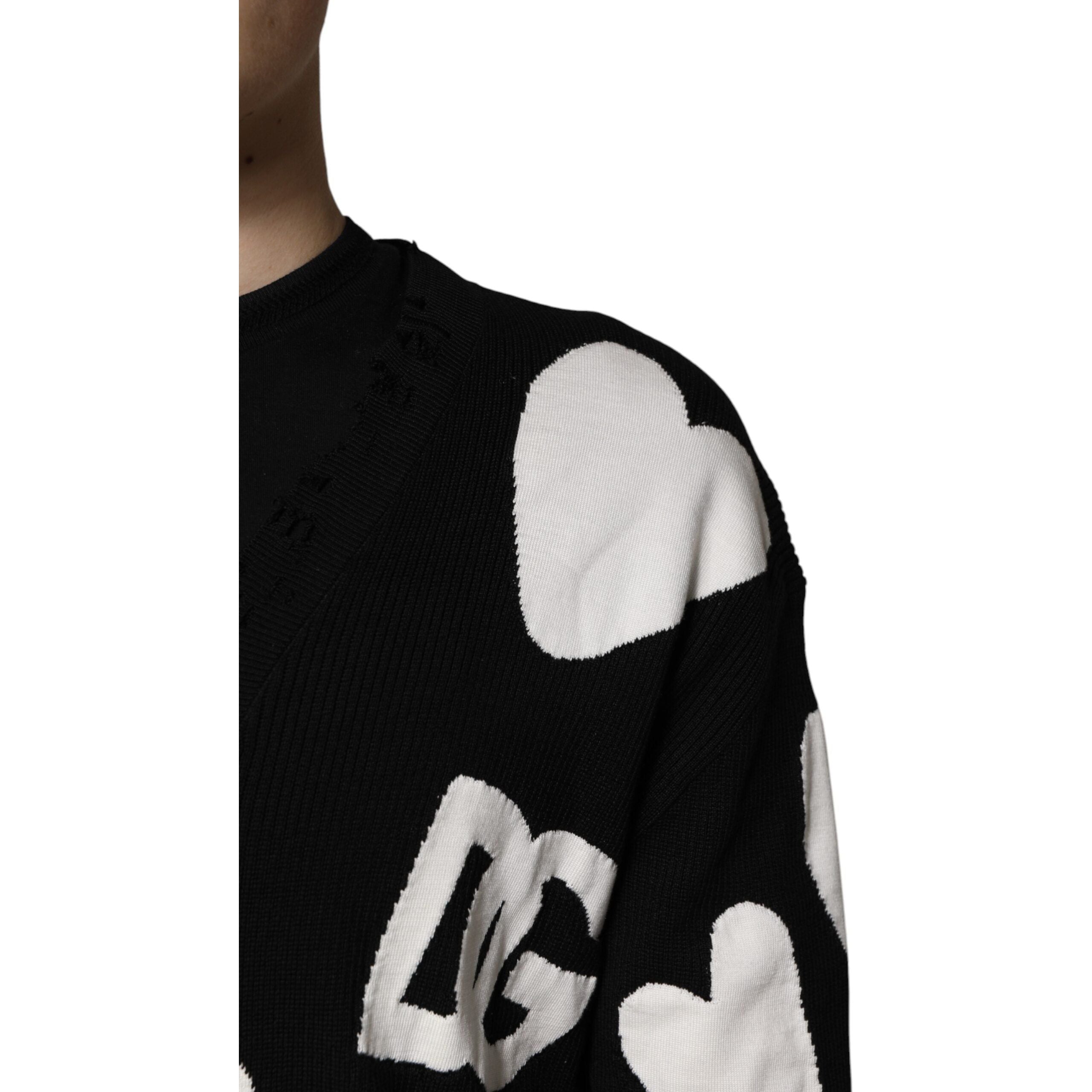Dolce & Gabbana Black Silk Crew Neck Pullover Sweater