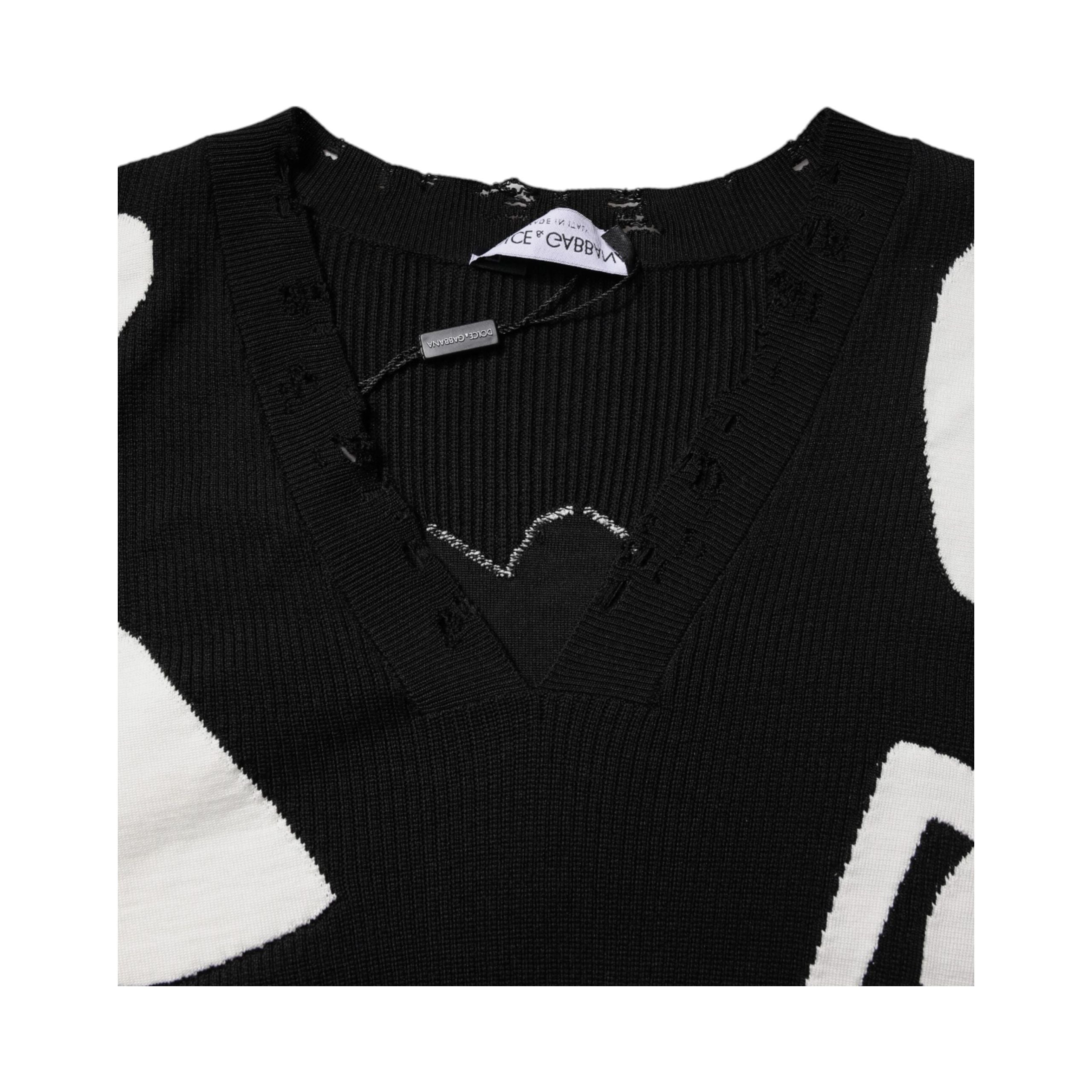 Dolce & Gabbana Black Silk Crew Neck Pullover Sweater