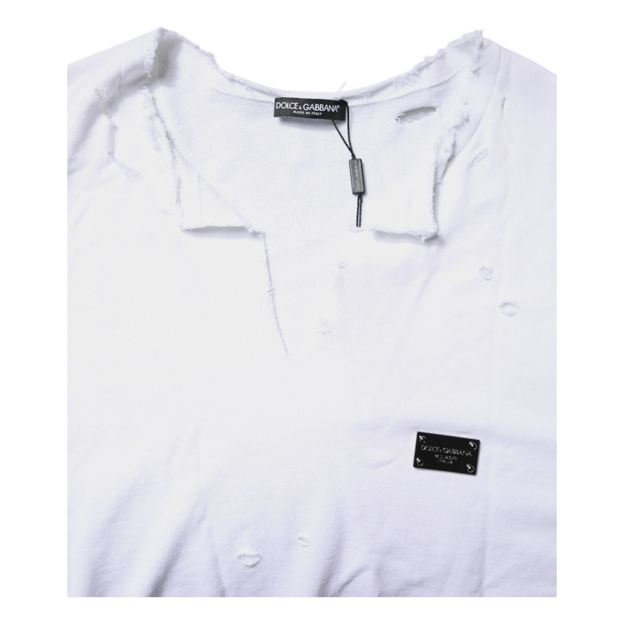Dolce & Gabbana White Cotton Pullover Sweatshirt Sweater