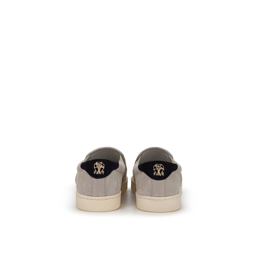 Brunello Cucinelli Gray Leather Sneaker for Effortless Elegance