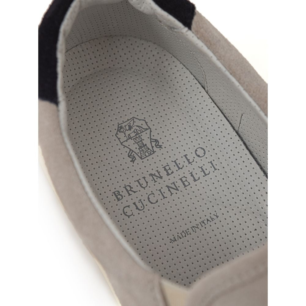 Brunello Cucinelli Gray Leather Sneaker for Effortless Elegance