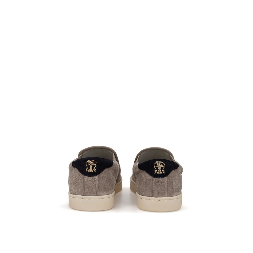 Brunello Cucinelli Gray Leather Sneaker for Effortless Style